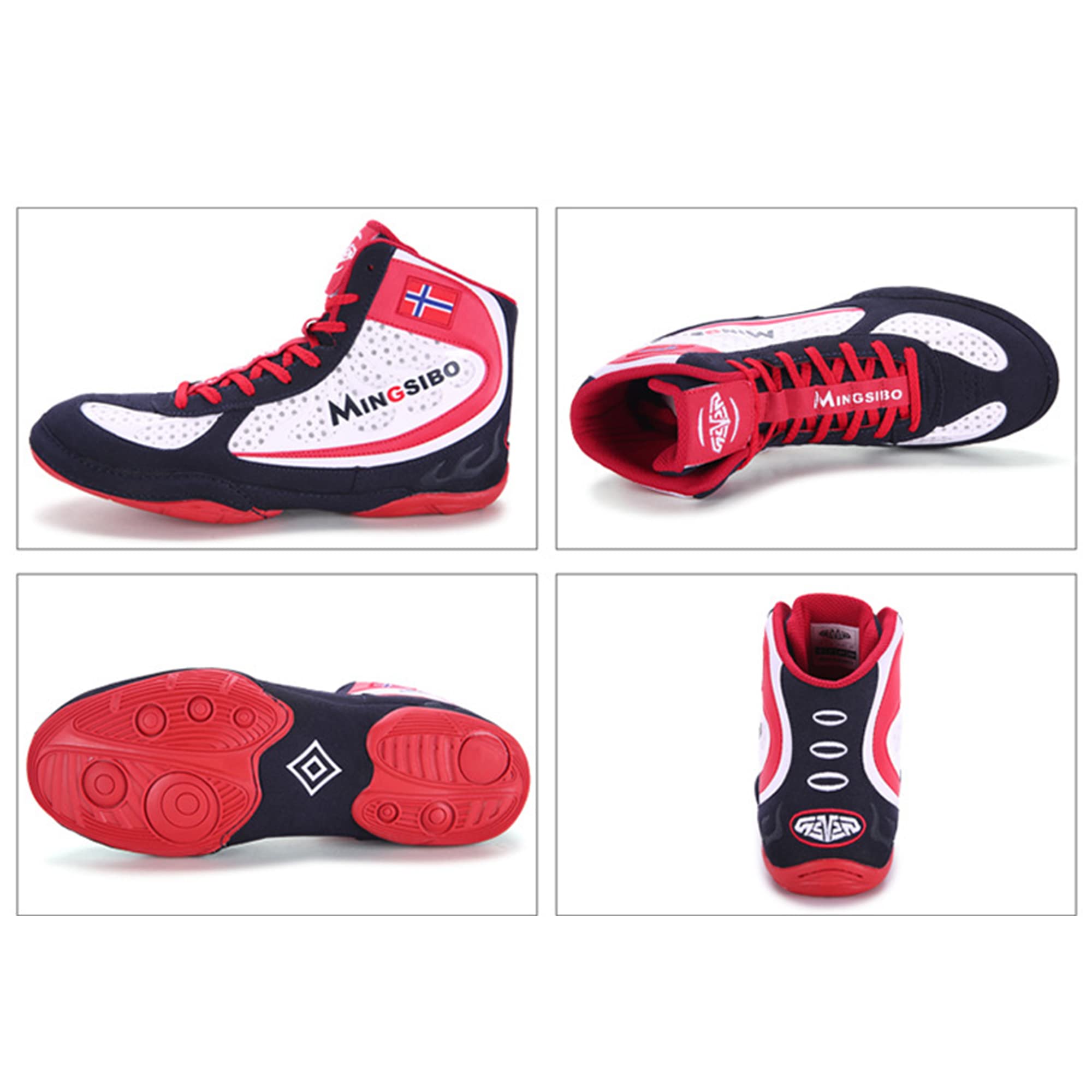 CHENPENG Men's High Top Wrestling Boxing Shoes - Non-Slip Weightlifting & MMA Training Shoes - Breathable Lightweight Combat Footwear (White, Size 9) for Gym, Martial Arts & CrossFit Workouts