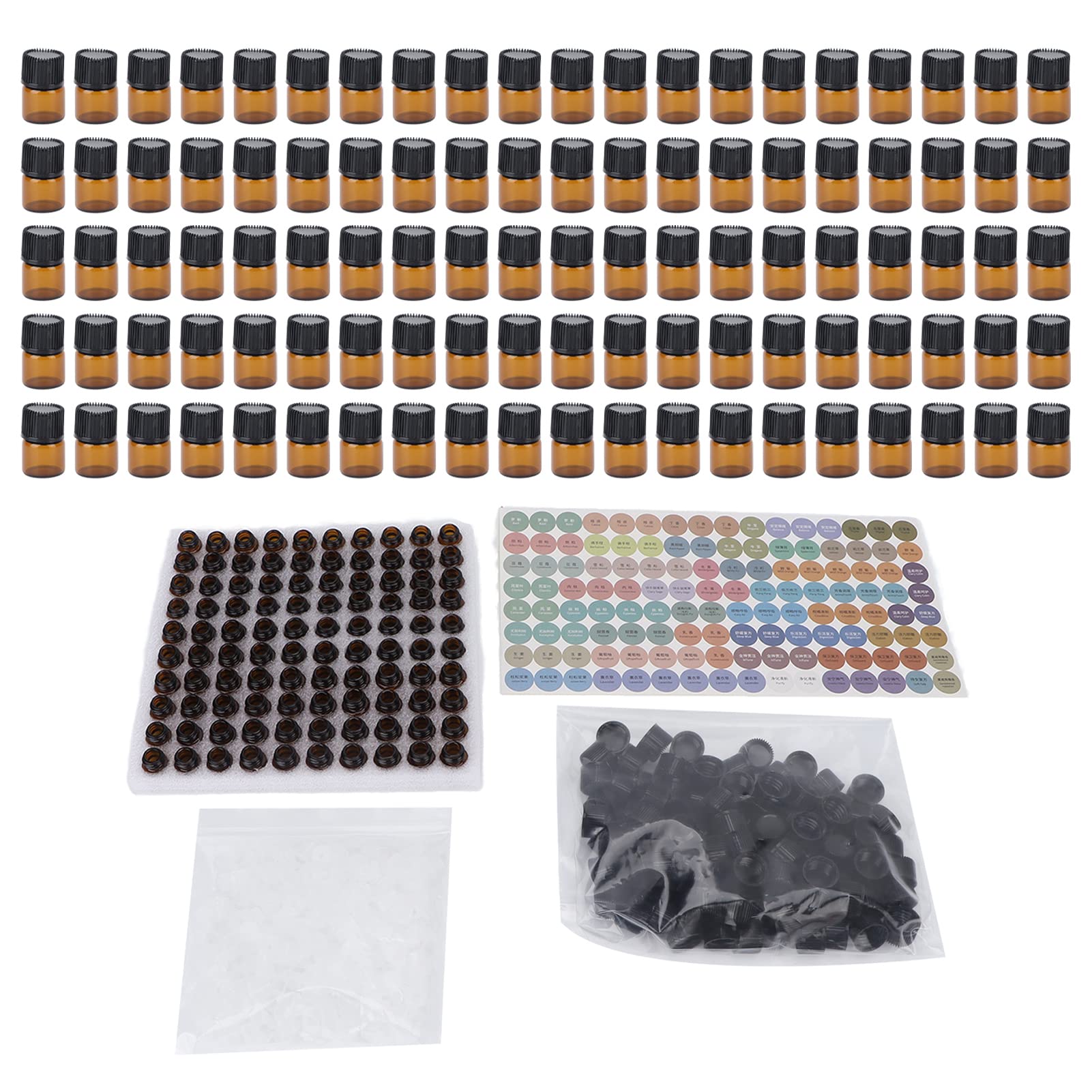 100 Pack 3ml Empty Essential Oil Bottles - Leak Proof, Durable Glass Perfume & Cologne Bottles for DIY Aromatherapy, Travel, Gifts & Refills