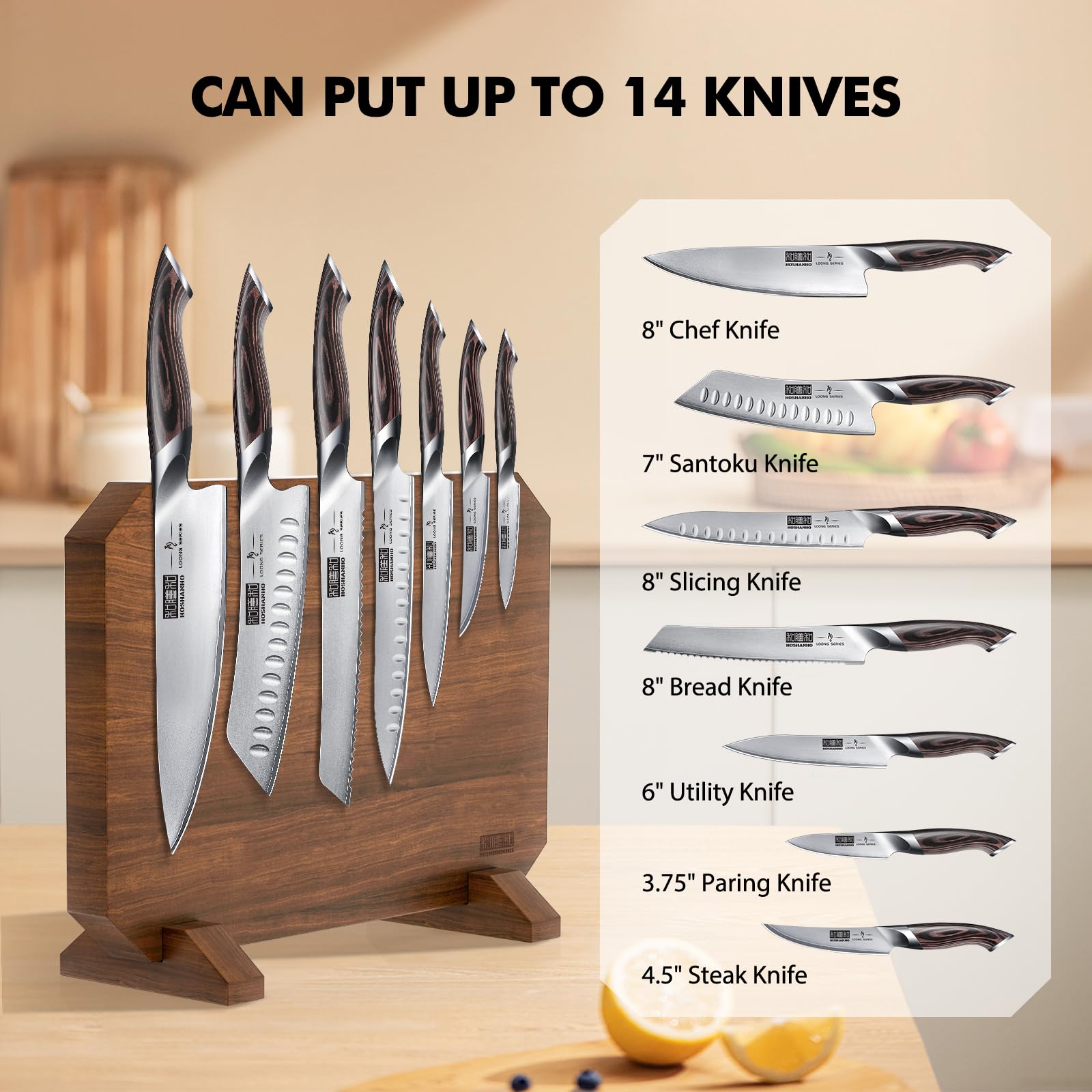 Premium Magnetic Knife Holder - Thickened Acacia Wood Knife Block with Strong Magnets | Double-Sided Knife Storage Organizer | Space-Saving Kitchen Counter Solution for Chefs & Home Cooks