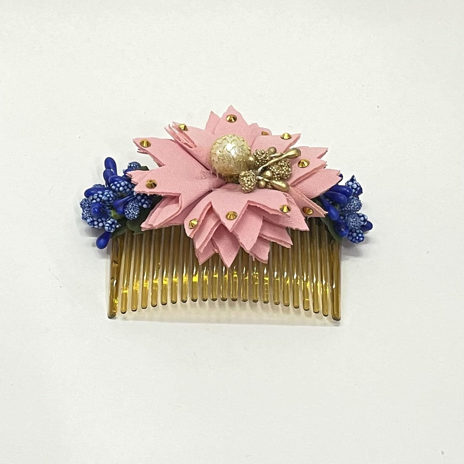 Elegant Pink Bridal Hair Comb Clip - Stylish Bun & Updo Accessories for Women, Wedding & Special Occasions | Floral Hair Brooch for Bridesmaids, Prom & Formal Events