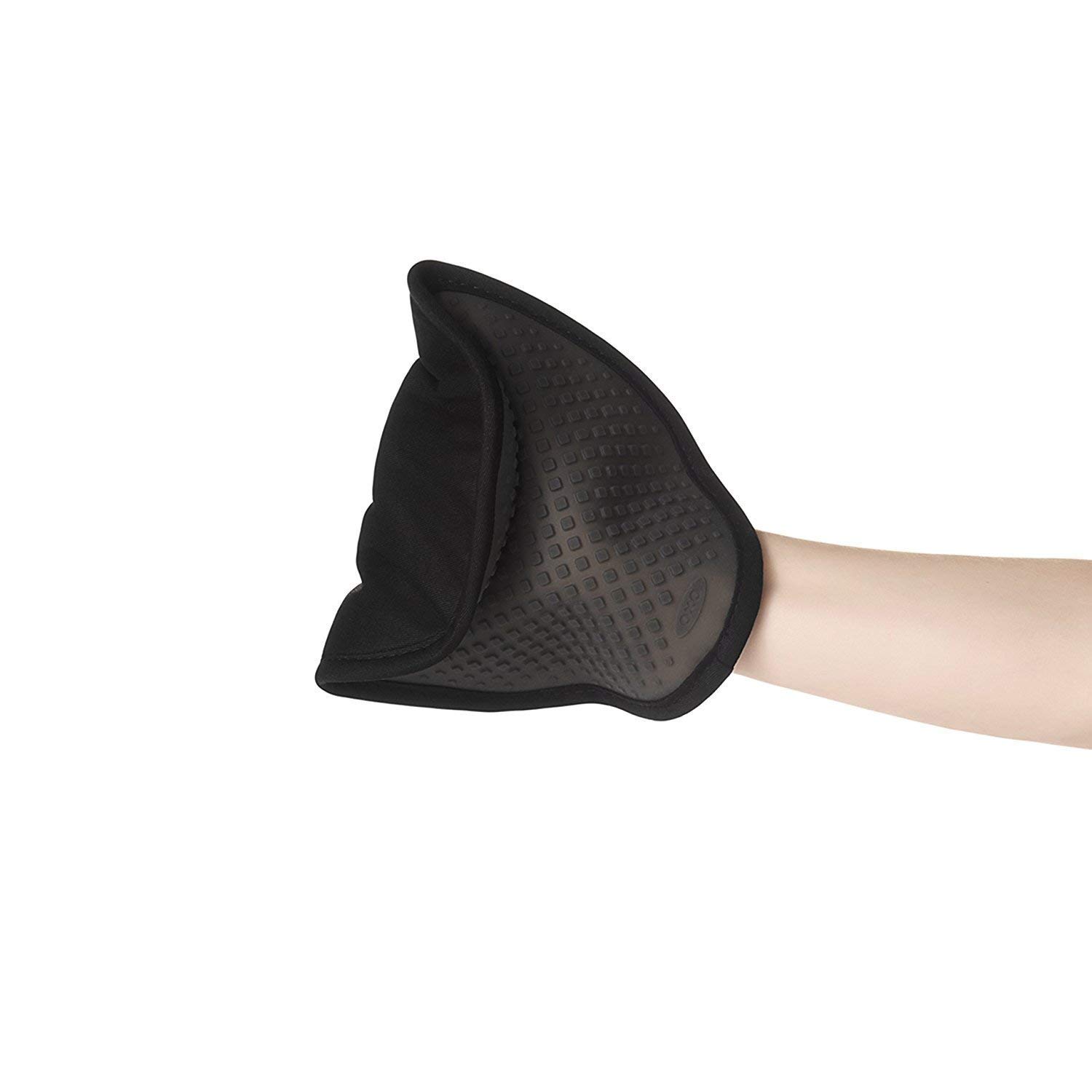OXO Good Grips Heat Resistant Silicone Pot Holders (2-Pack) - Black Kitchen Mitts for Cooking, Baking & Grilling - Oven & Stove Safety Accessories
