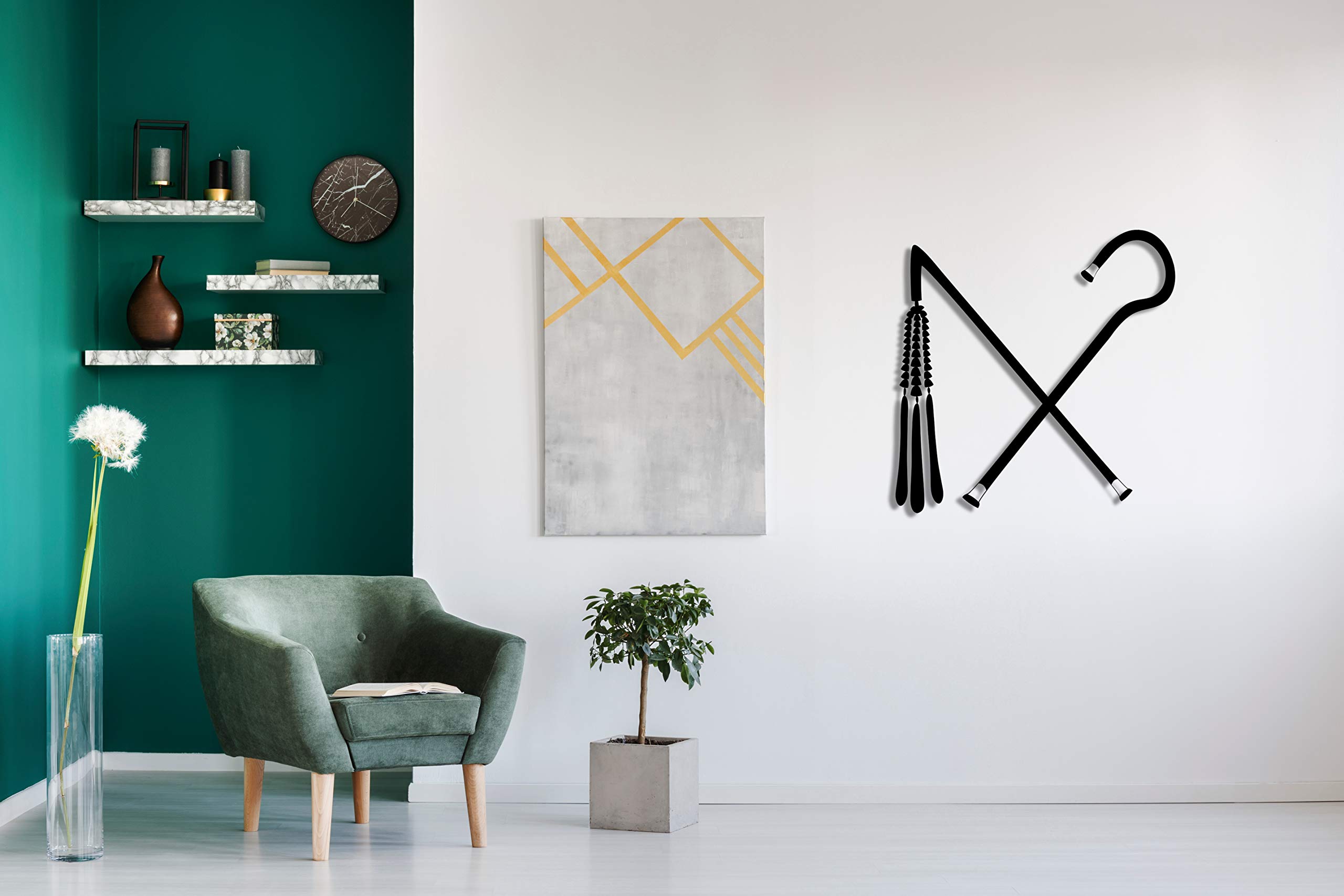 ReinCarvation Metal Wall Art - Egyptian Crook & Flail Home Decor (18 Inch) - Unique Office & Living Room Decoration, Perfect Housewarming Gift for Ancient History Lovers