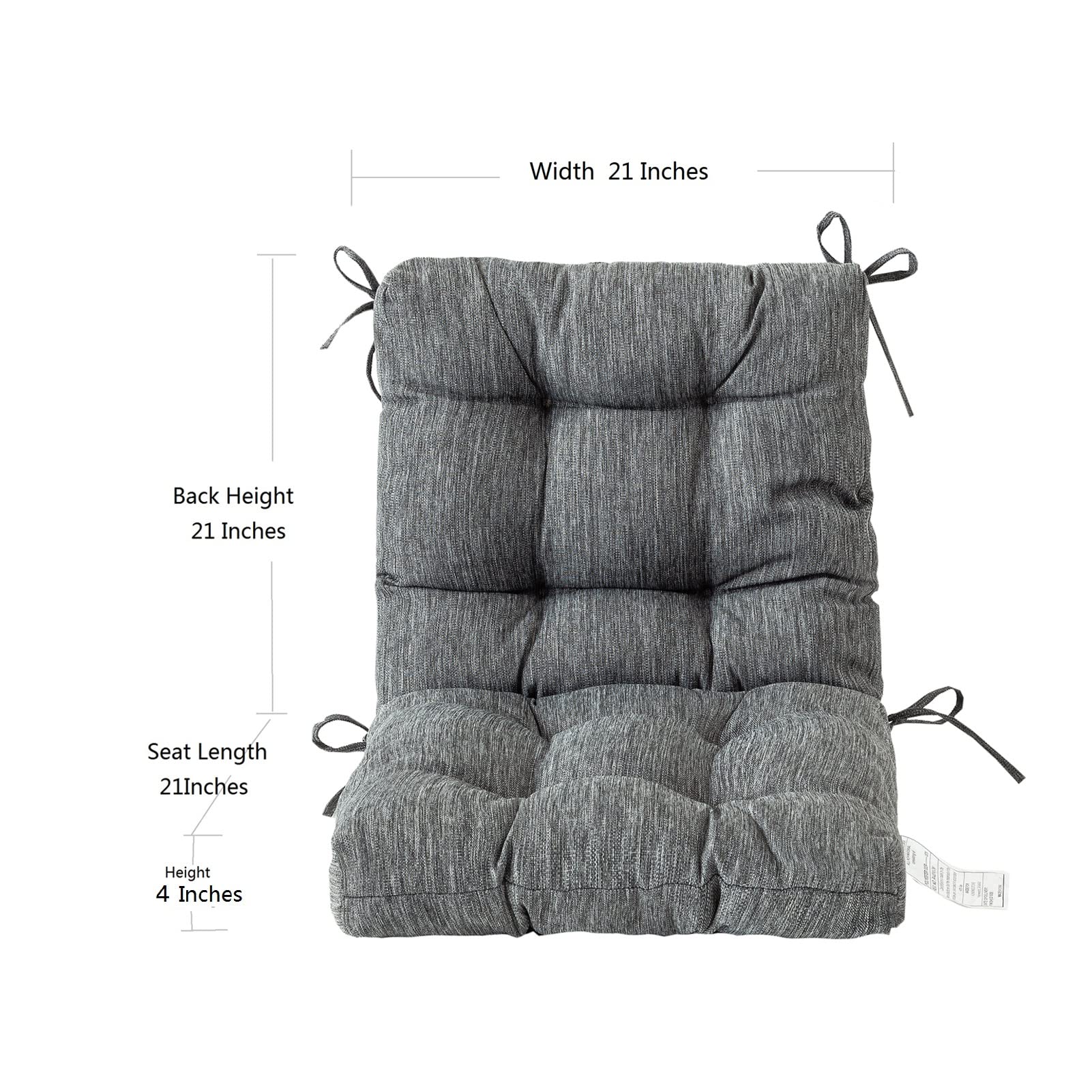 QILLOWAY Outdoor Chair Cushions - 4 Pack Tufted Seat & Back Cushions for Patio Furniture, Water-Resistant & Durable - Charcoal Grey/Black - Perfect for Spring & Summer Outdoor Relaxation on Deck, Poolside or Garden