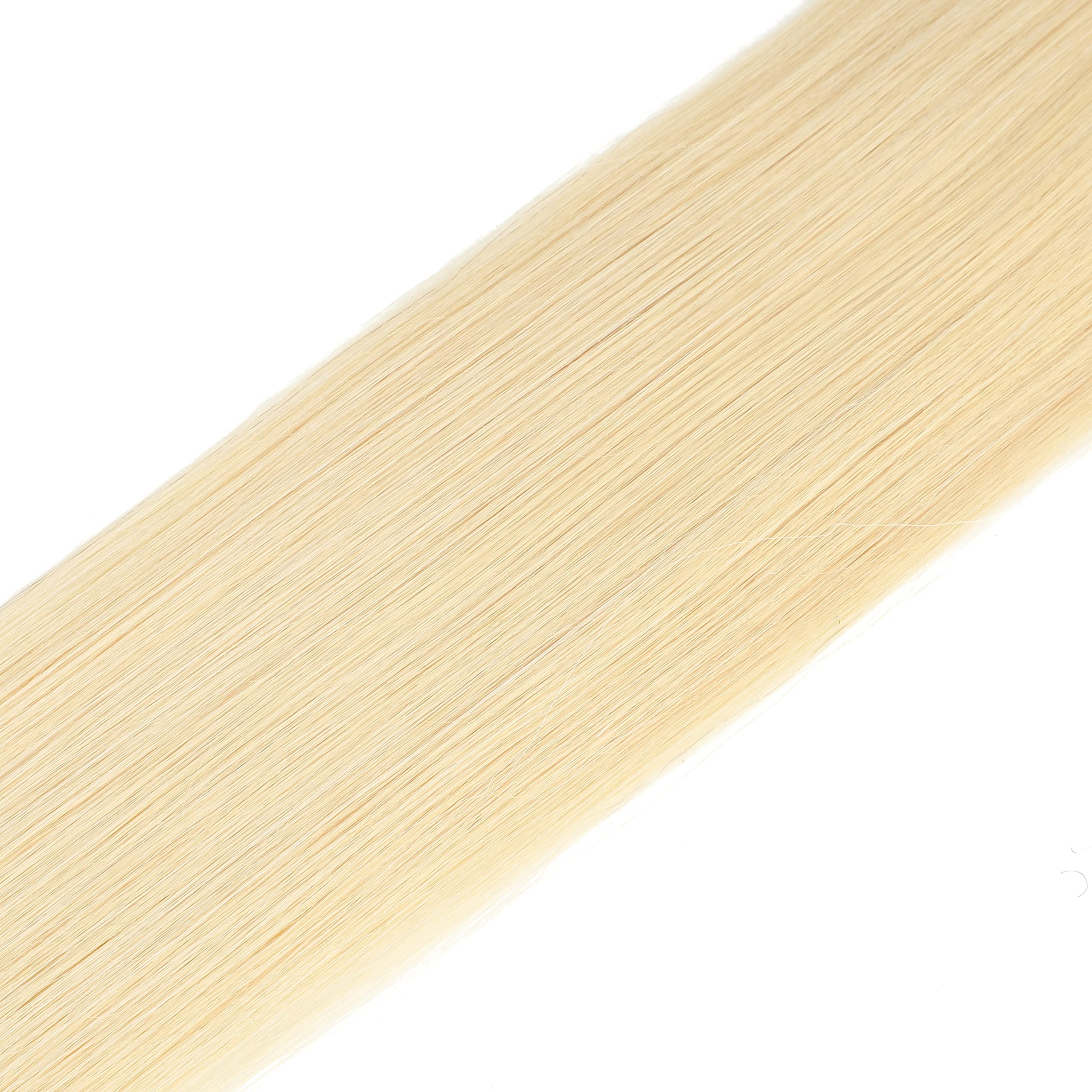 18-Inch Platinum Blonde Clip-In Human Hair Extensions #60 - 70g 5pcs Remy Straight Real Hair for Women - Thick Weft for Volume & Length - Perfect for Parties, Weddings & Daily Styling