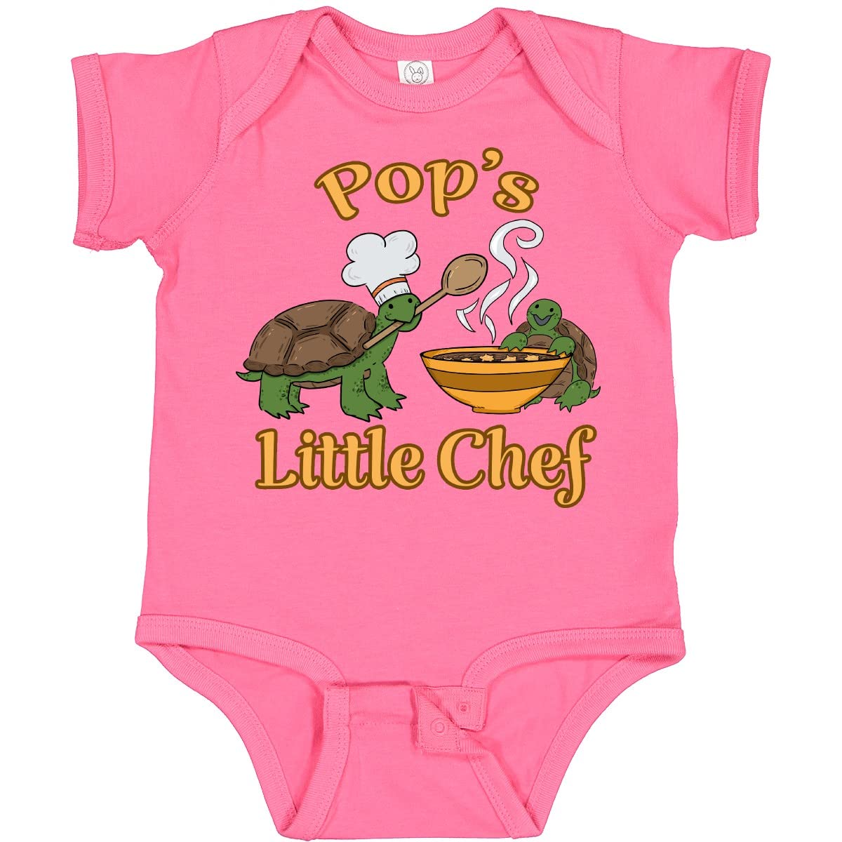 Inktastic Pop's Little Chef with Cute Turtles Baby Bodysuit - Adorable Infant Onesie for Cooking Enthusiasts - Perfect for Family Photos, Playdates & First Birthday Parties