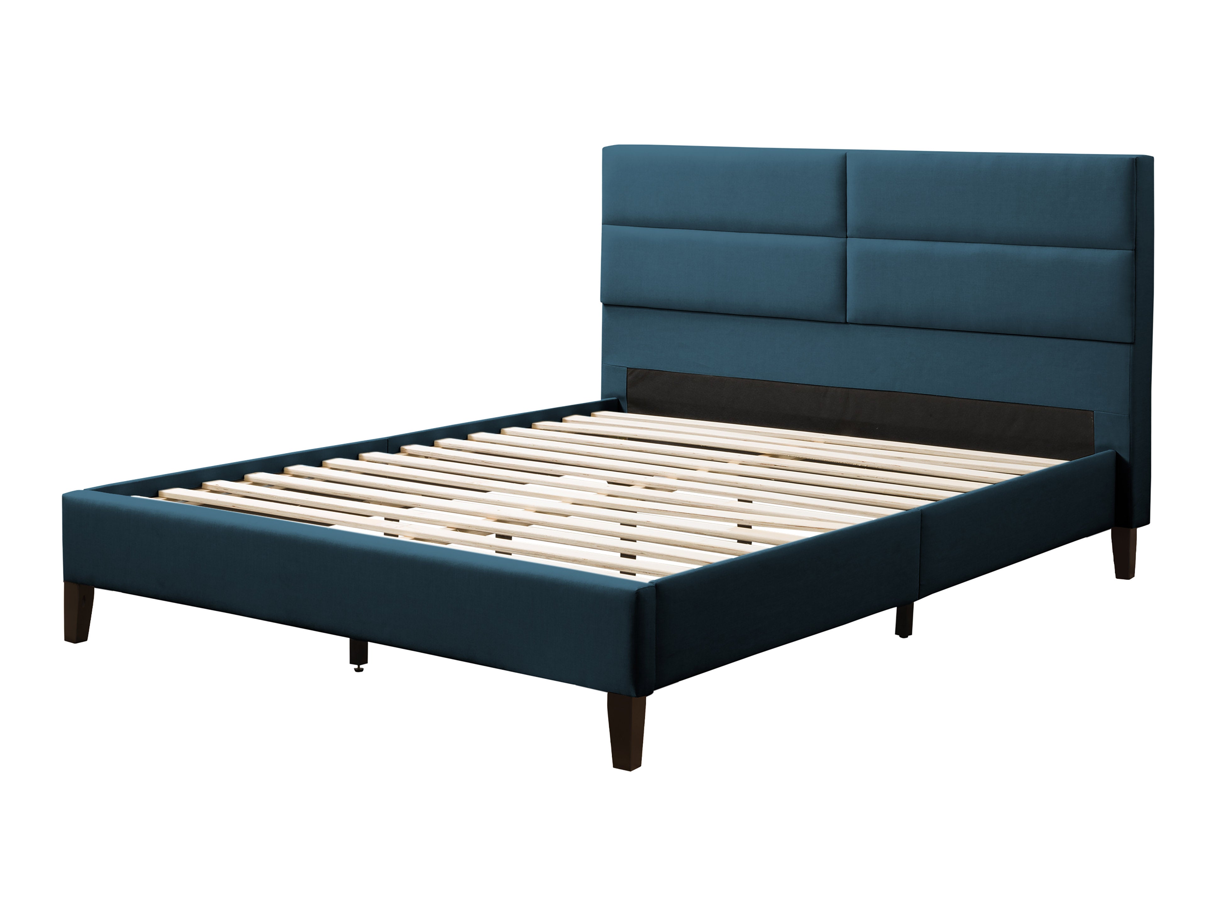 Blue Upholstered Single Bed - Modern Tufted Fabric Twin Size Bed Frame with Wooden Legs | Perfect for Small Bedrooms, Guest Rooms & Kids Rooms