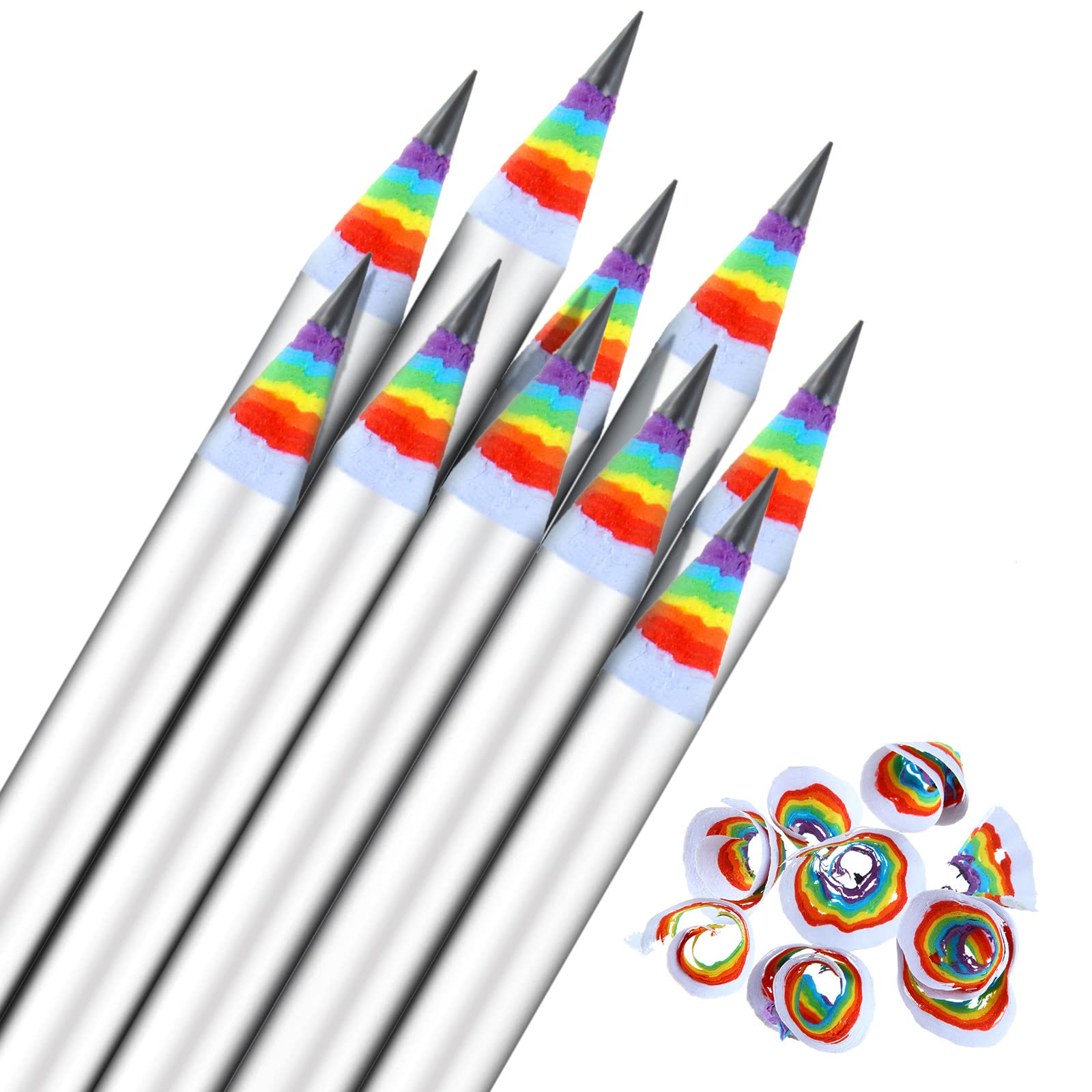 24-Pack Rainbow Colored Pencils - HB Graphite Writing & Drawing Pencils with White Barrel for Students, Teachers & Office Use - Perfect for School, Art Projects, Note-Taking & Creative Sketching