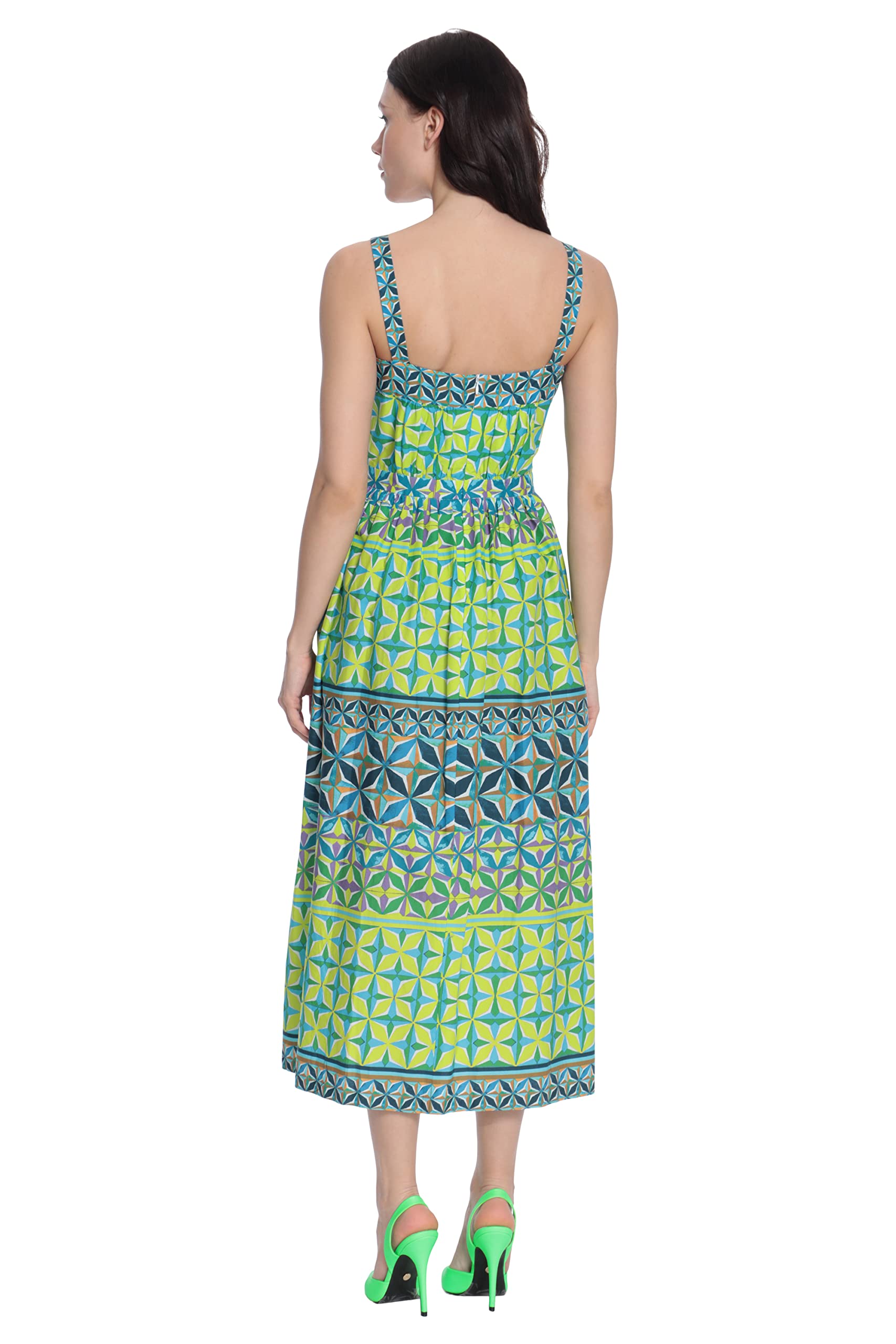 Donna Morgan Women's Sleeveless Midi Dress with Adjustable Shoulder Straps & Elastic Waistband - Perfect for Summer Weddings, Cocktail Parties & Office Wear