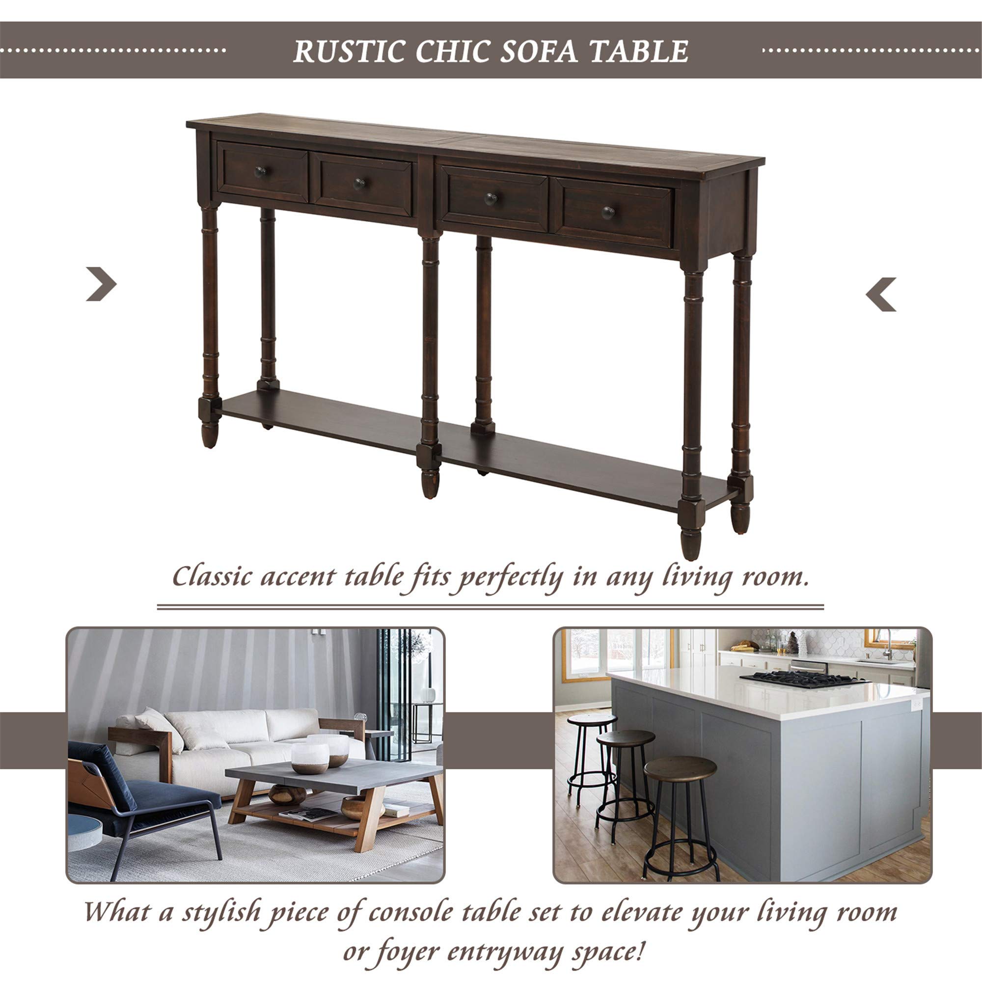 Bellemave Wooden Console Table with 2 Storage Drawers & Bottom Shelf - Entryway Sofa Table for Hallway, Living Room & Corridor - Perfect for Home Decor & Small Space Organization (Espresso Finish)