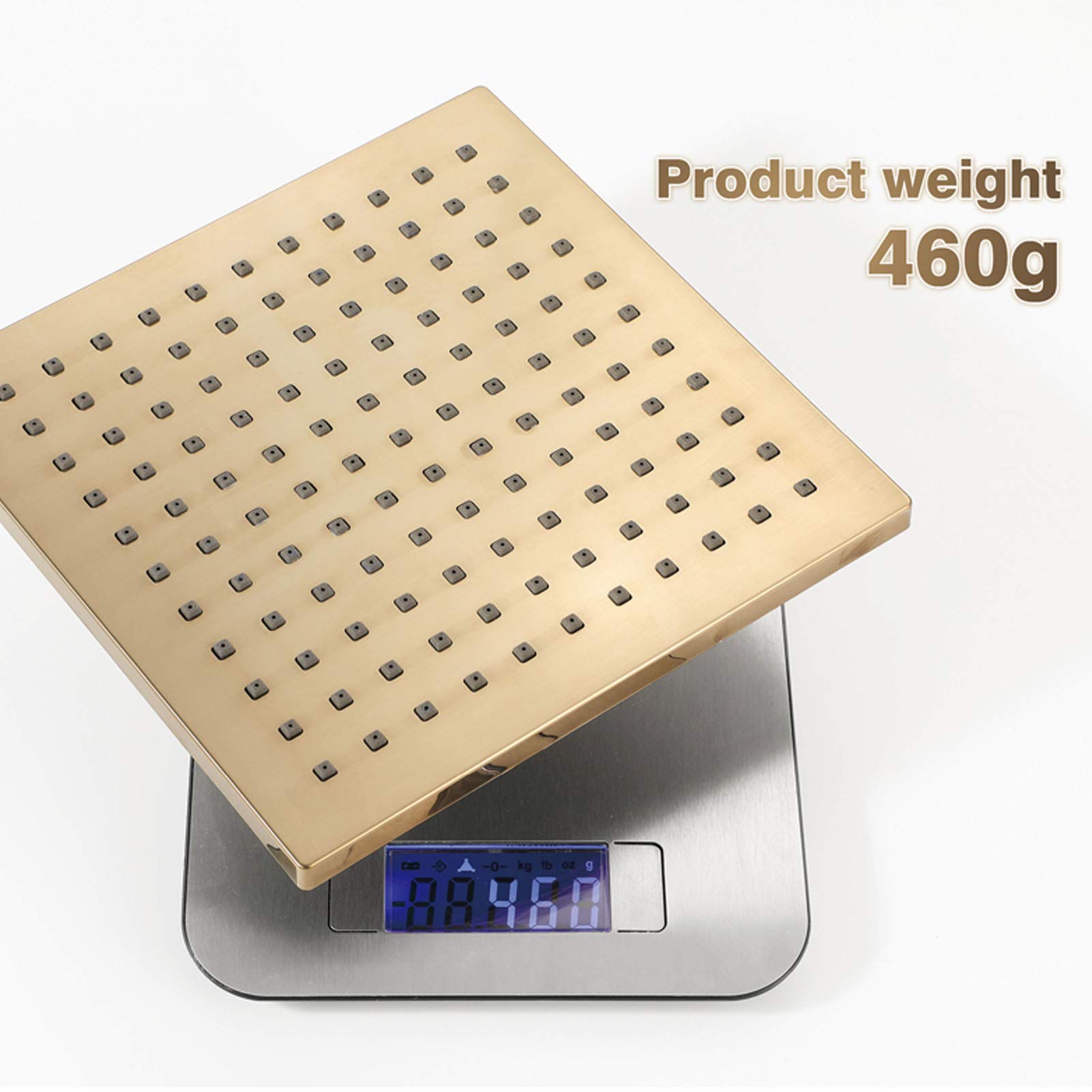 8 Inch Square Rain Shower Head Brushed Gold - High Pressure Rainfall Showerhead with ABS Material for Luxurious Bath Experience | Perfect for Modern Bathroom & Spa-Like Relaxation