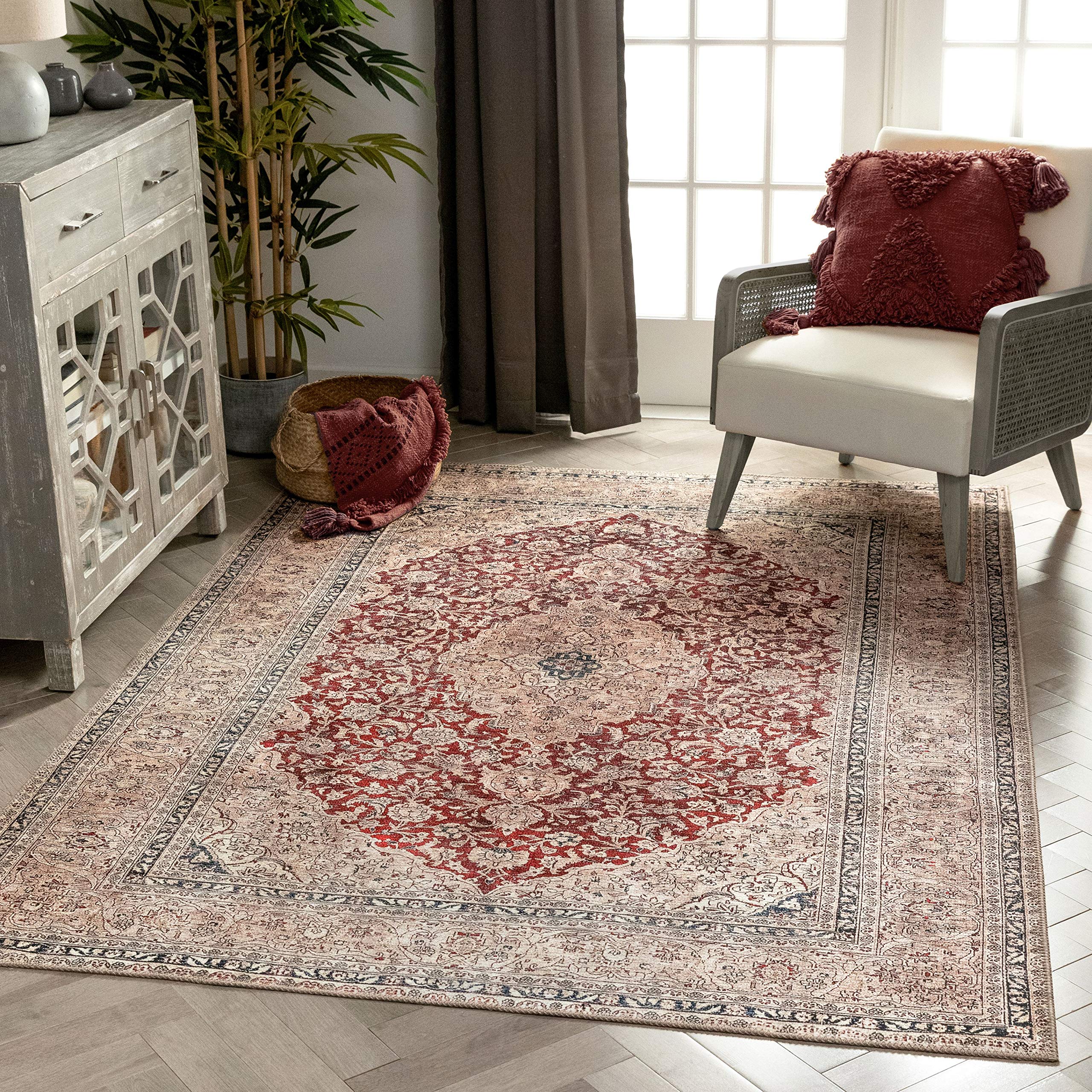 Well Woven Tonti Red Vintage Distressed Area Rug 8x10 (7'10