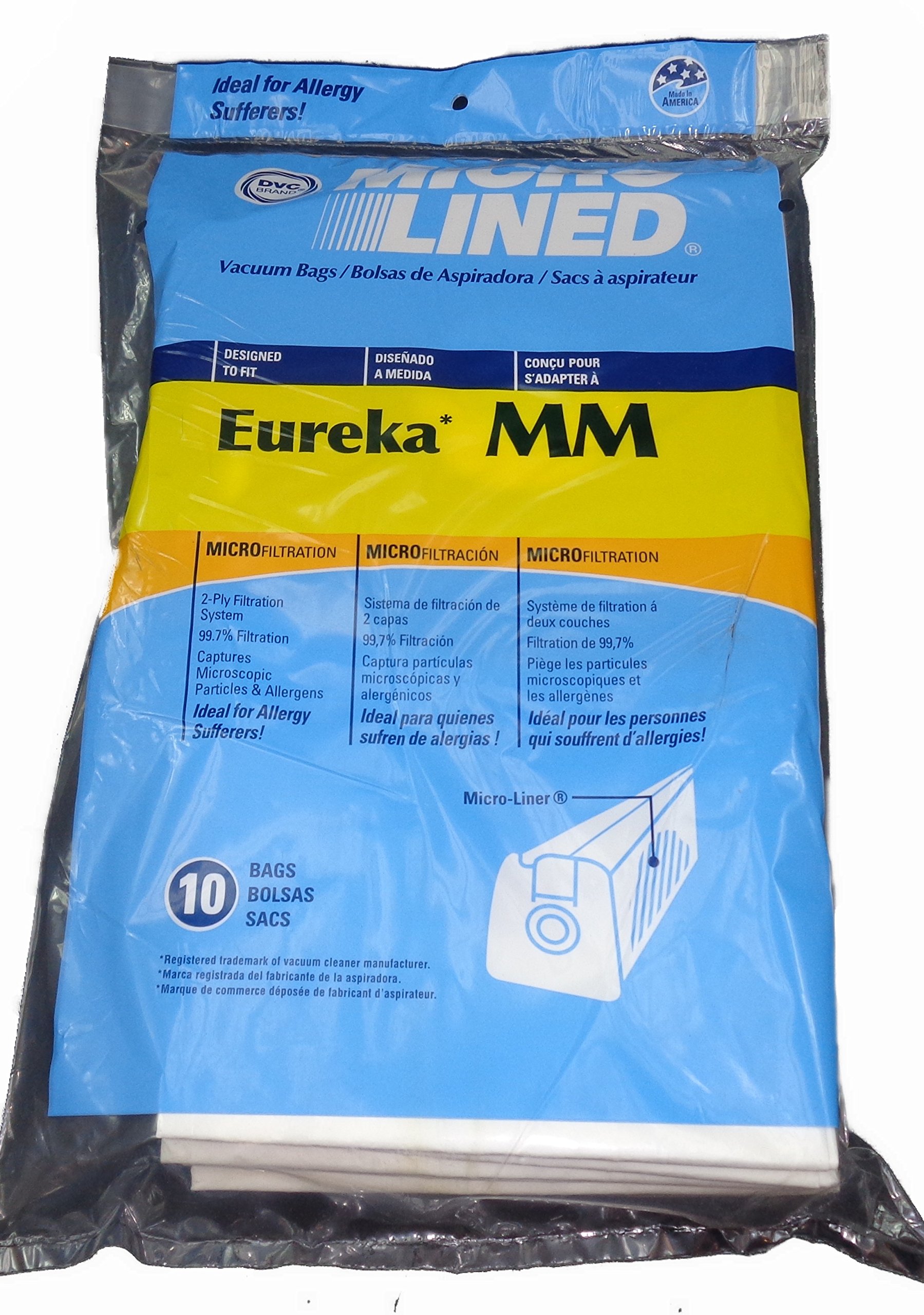 Eureka MM Micro-lined Mighty Mite & Sanitaire Allergen Filtration Vacuum Cleaner Bags (10 Pack) - HEPA Filter Replacement for Pet Hair, Dust, Allergens - Perfect for Homes with Pets and Allergy Sufferers