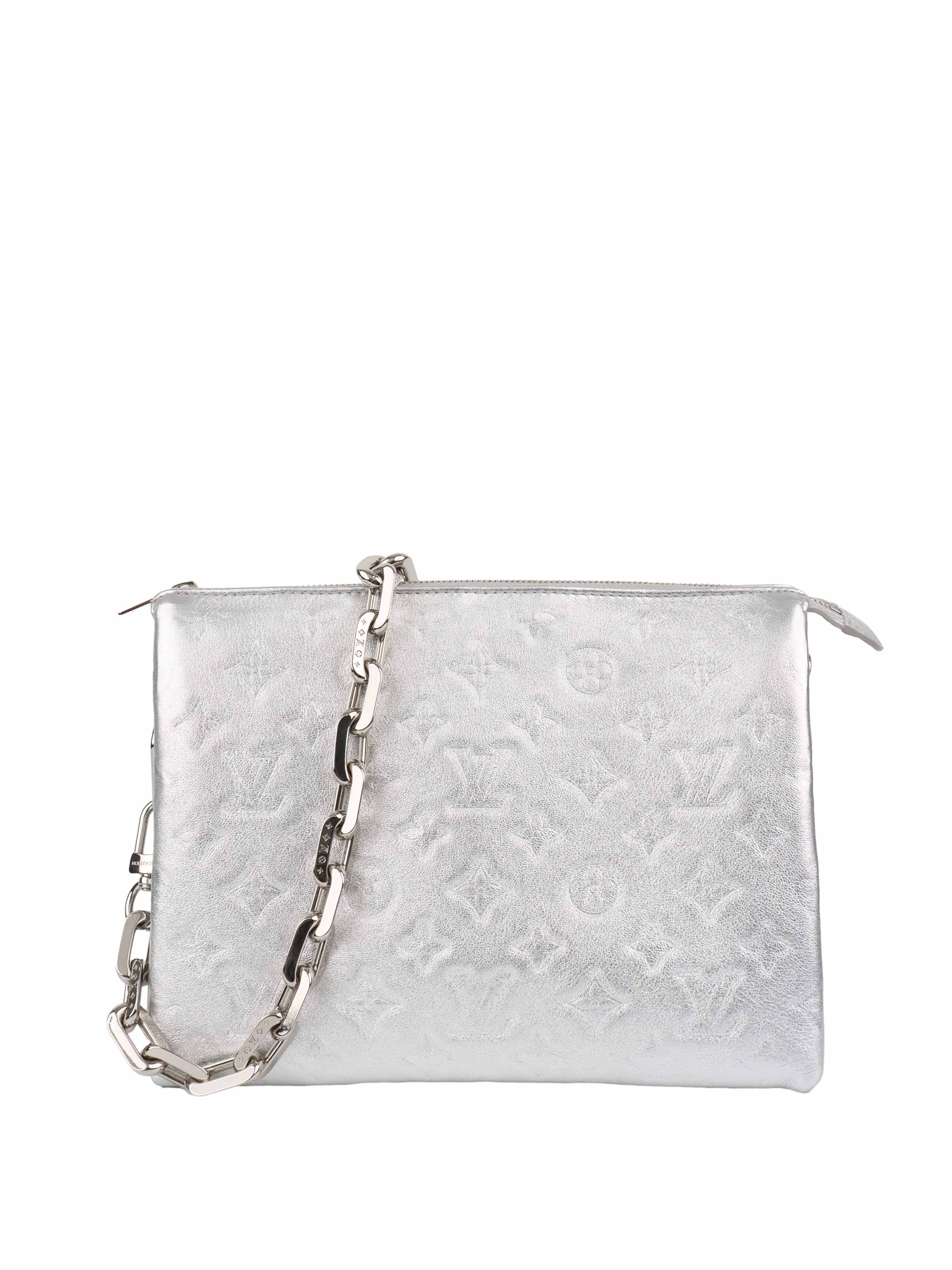 Authentic Louis Vuitton Coussin PM Bag in Silver - Luxury Designer Handbag for Women, Perfect for Evening Events & Daily Fashion Accessory