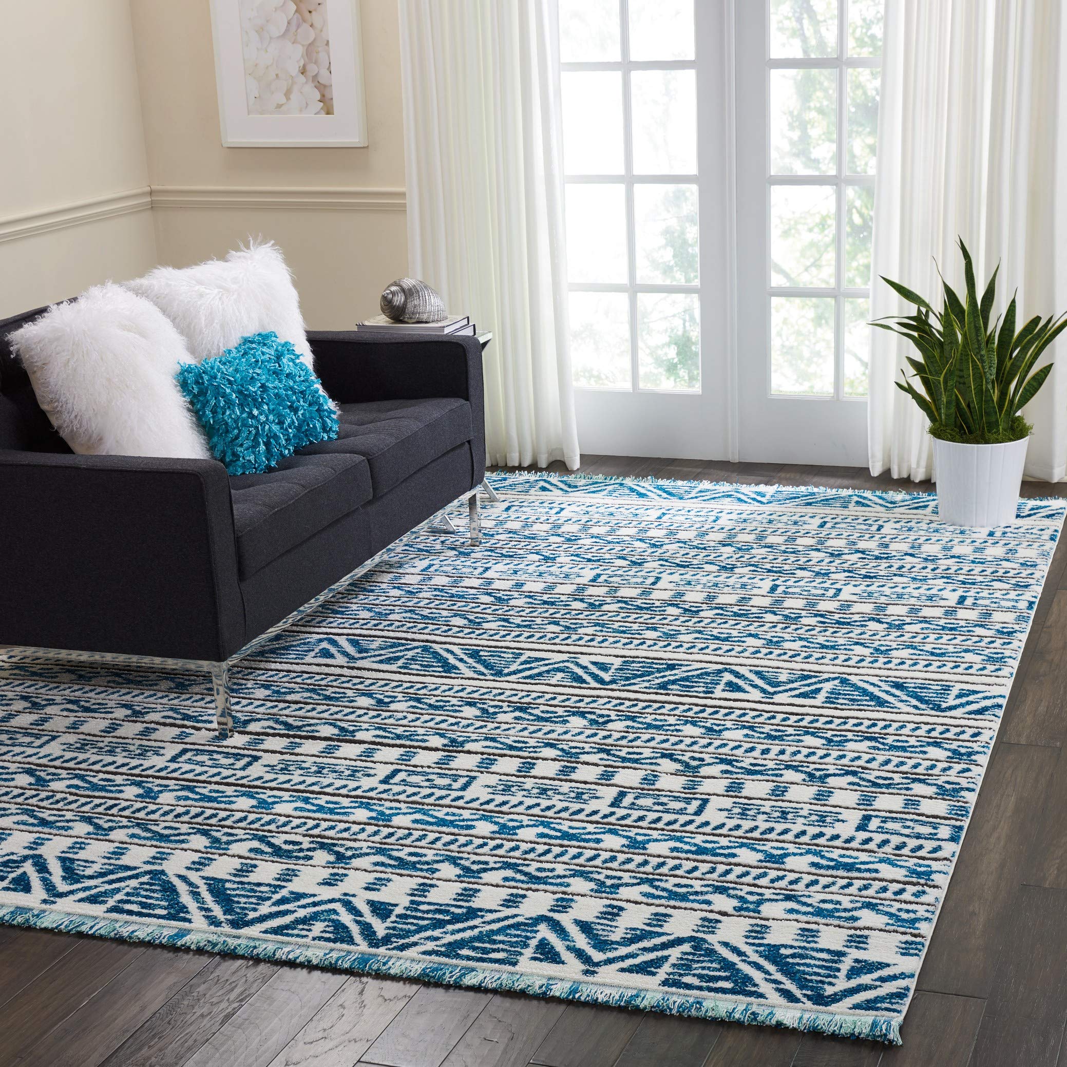 Nourison Kamala Moroccan Ivory/Blue 3'11