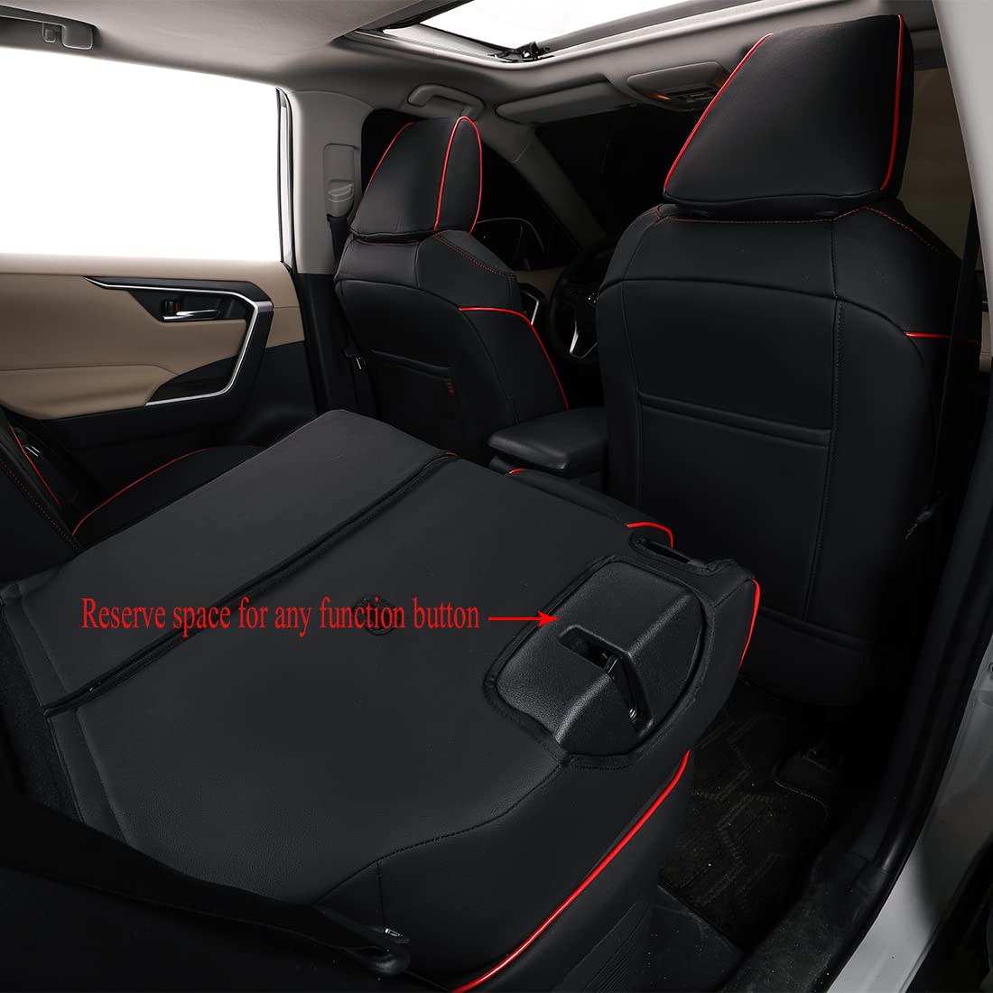 Premium Custom Fit Leather Seat Covers for Toyota Corolla 2020-2025 Models (SE, Nightshade, SE Apex, XSE, FX) - Black with Red Trim Full Set - Perfect for Daily Commuting, Road Trips & Car Protection