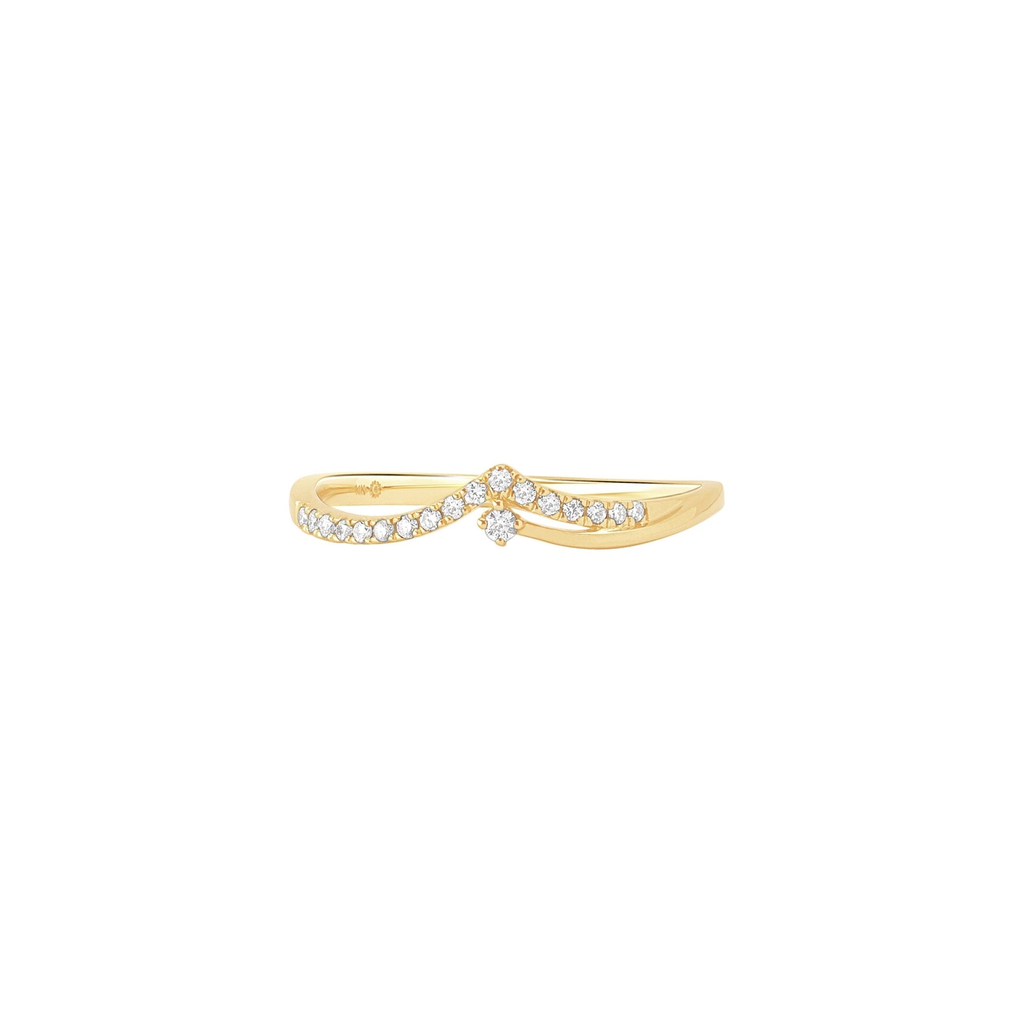 14K Yellow Gold Diamond Shooting Star Ring for Women - Elegant Dainty Stackable Ring for Everyday Wear, Anniversary & Birthday Gifts