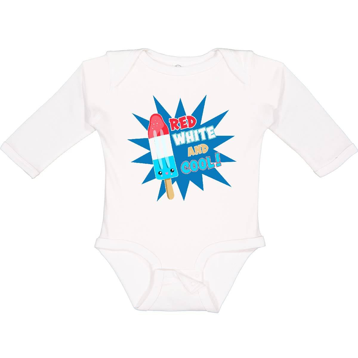 Inktastic Patriotic Red, White & Blue Long Sleeve Baby Bodysuit - Soft Cotton Onesie for Newborns, Infants - Perfect for 4th of July, Memorial Day & Family Photo Outfits