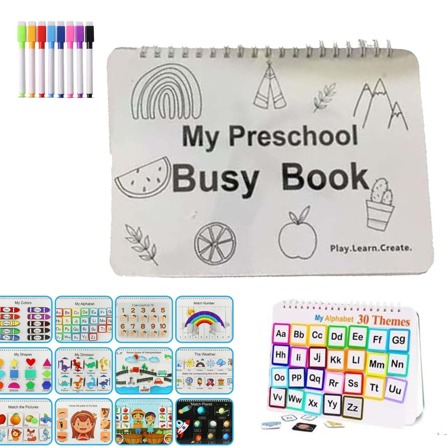 **Divineraft Preschool Busy Book - Toddler Learning Activities with Tracing & Coloring | Educational Workbook for Kids Ages 2-5 | Perfect for Travel, Home & Classroom Use (1PC)**