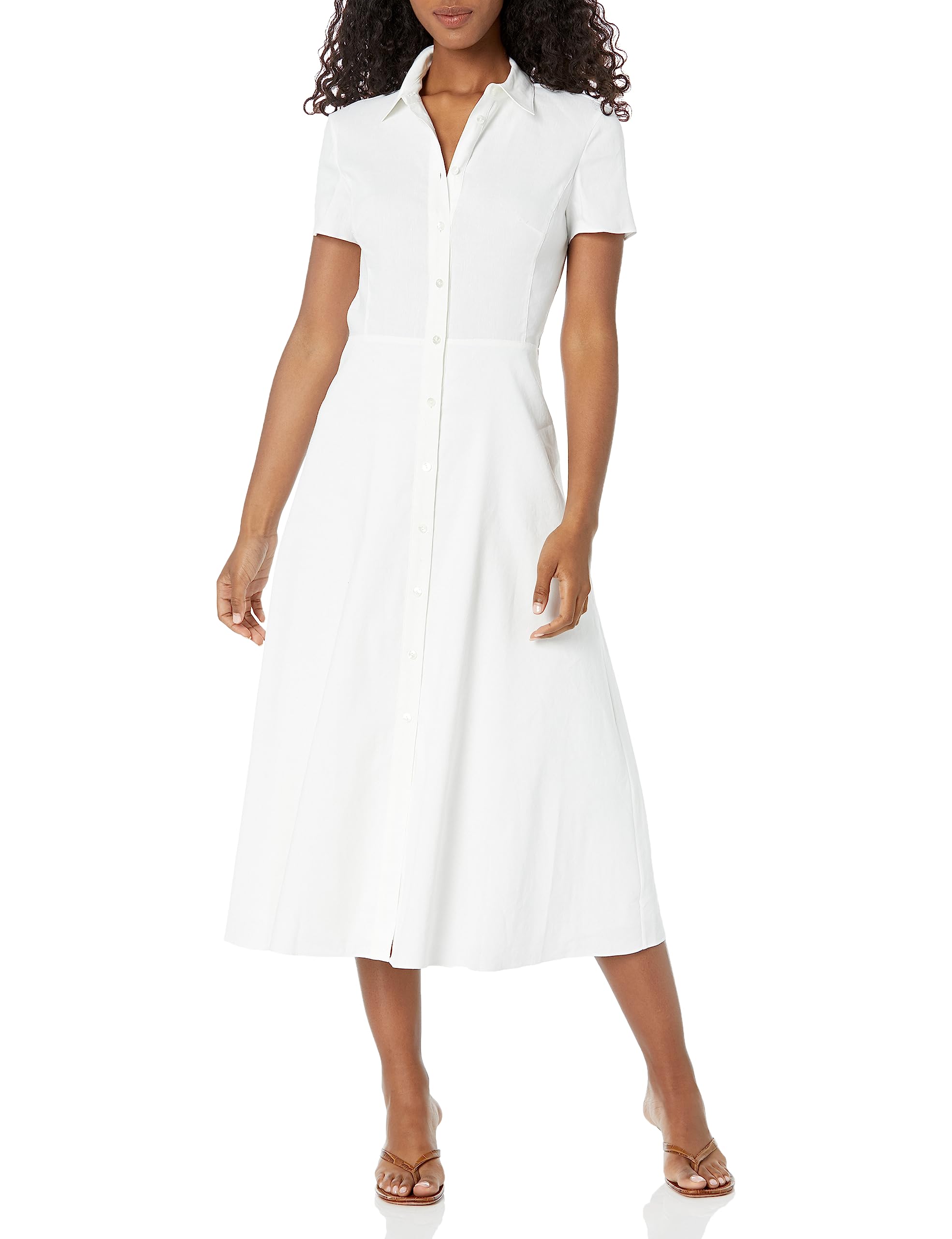 Theory Women's Short-Sleeve Button Down Midi Dress - Elegant Office Wear & Summer Casual Dress for Work, Parties & Special Occasions