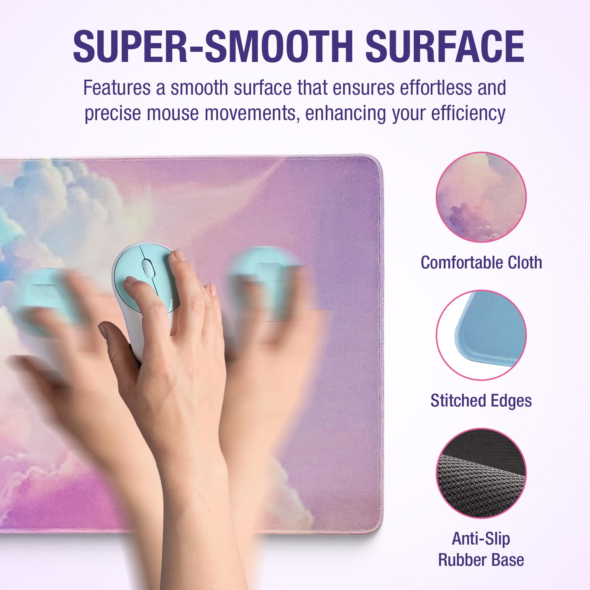 Ergonomic Cloud Wrist Rest Set - Keyboard Wrist Pad, Mouse Pad & Drink Coaster for Comfortable Office & Gaming Setup - Perfect for Computer Workstations, Home Office & PC Gaming Accessories