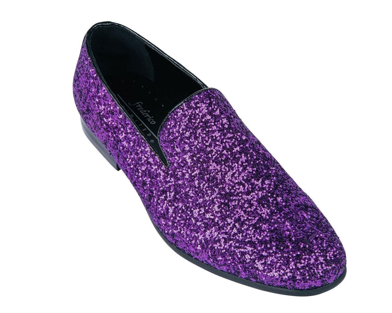 Men's Purple Sparkle Slip-On Shoes - Comfortable & Stylish Casual Sneakers for Walking, Work & Everyday Wear