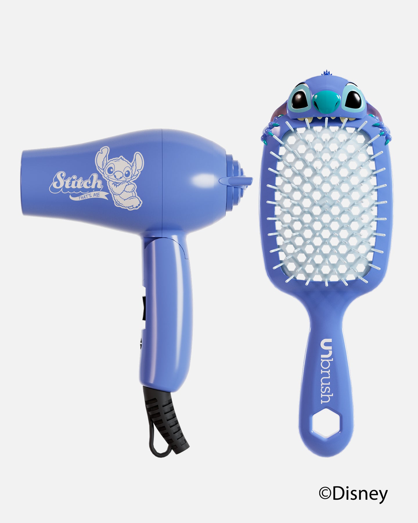 Disney Stitch Detangling Brush & Mini Hair Dryer Travel Set for Kids - Perfect for On-the-Go Styling and Detangling