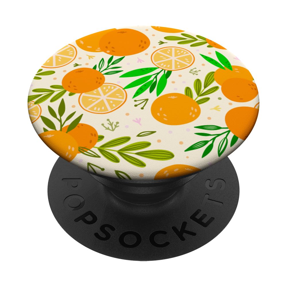 Orange Fruit Slices Pattern Summer Food Citrus Fruit Oranges PopSockets PopGrip - Swappable Phone Grip with Adhesive for iPhone, Samsung & Tablets - Perfect for Summer, Beach & Outdoor Activities