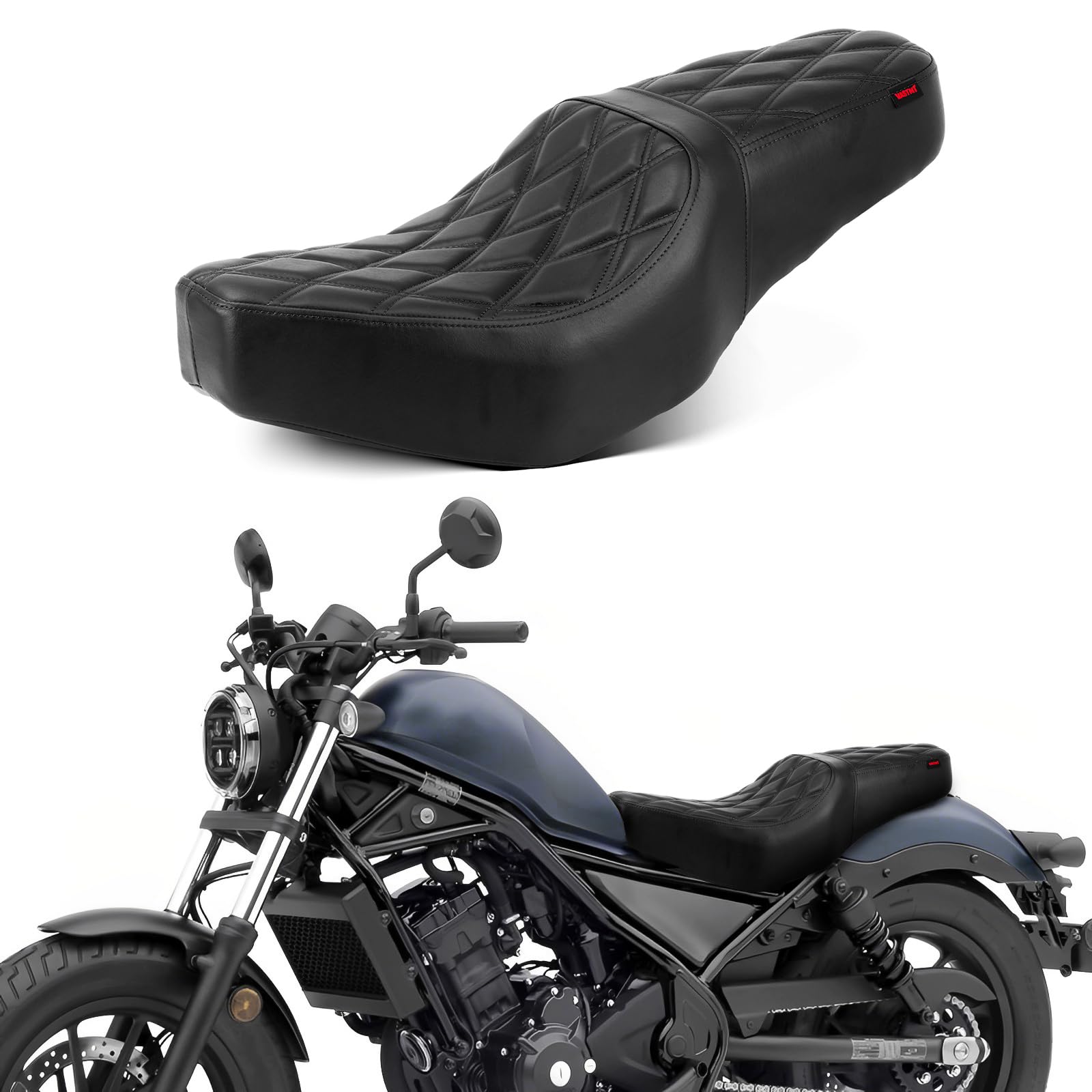 Premium Diamond-Stitched One-Piece Seat Cover for Honda Rebel 300/500 CMX300/500 (2017-2024) - Comfortable Motorcycle Seat Upgrade for Cruiser Riders | Perfect for Long Rides & Custom Bike Builds
