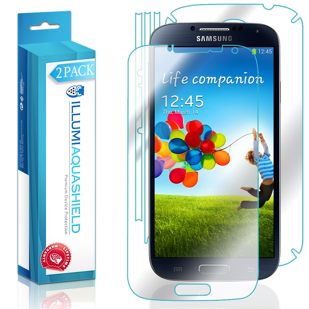 Premium ILLUMI AquaShield Front & Back Screen Protector (2-Pack) for Samsung Galaxy S4 - HD Clear TPU Film with No-Bubble Technology - Perfect for Everyday Use, Travel & Outdoor Activities