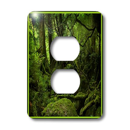 3D Rose Green Forest 2 Plug Outlet Cover - Decorative Electrical Outlet Cover for Home, Office & Nursery - Nature-Inspired Wall Plate Decor