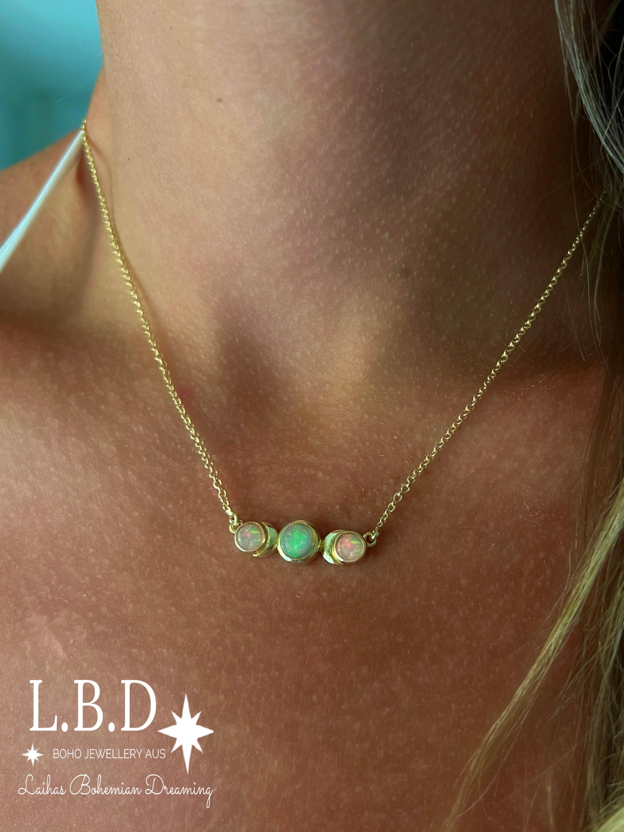 Laihas Moon Tribe Gold Opal Necklace for Women - Elegant Bohemian Jewelry Gift for Birthday, Anniversary & Special Occasions