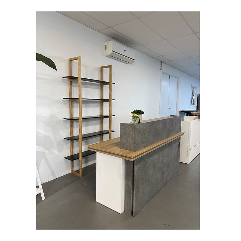 MAREN 110cm Display Unit - Natural & Black Wooden Shelf for Living Room, Bedroom, or Office Storage & Organization