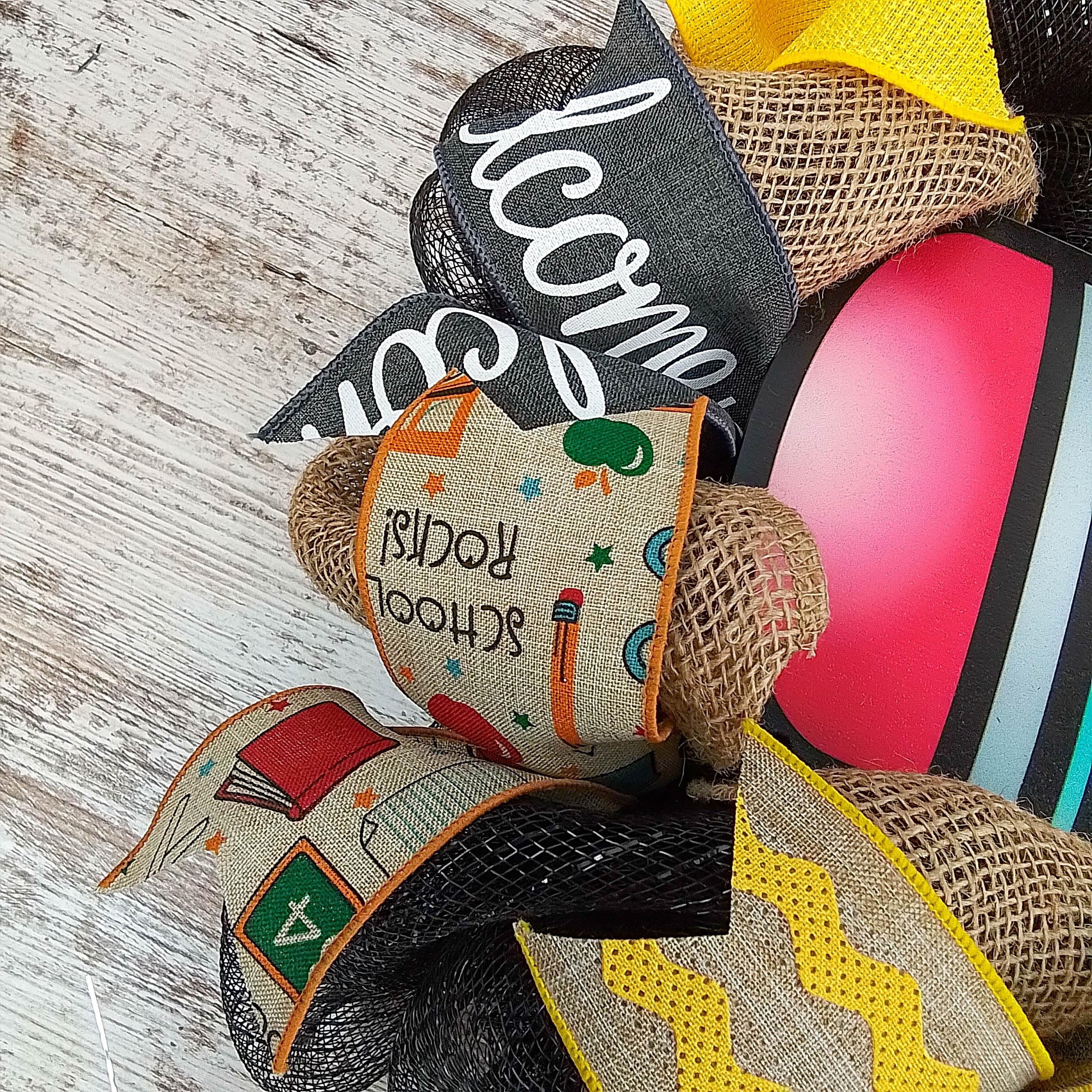 Teacher Appreciation Pencil Wreath - Black & Yellow Classroom Door Decor for Back to School & End of Year Gifts - Perfect for Teacher's Desk, Classroom Door & School Bulletin Boards