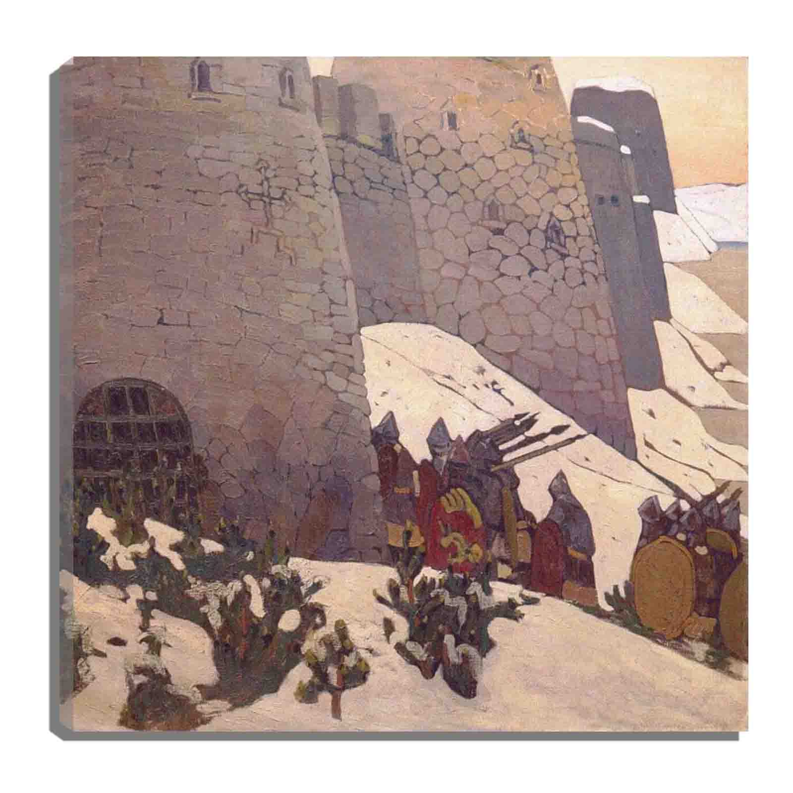 Nicholas Roerich Symbolism Landscape Canvas Wall Art - Framed Painting for Bedroom, Living Room & Office Decor (95x95cm/37x37inch) - Perfect for Home, Workspace & Gift Giving