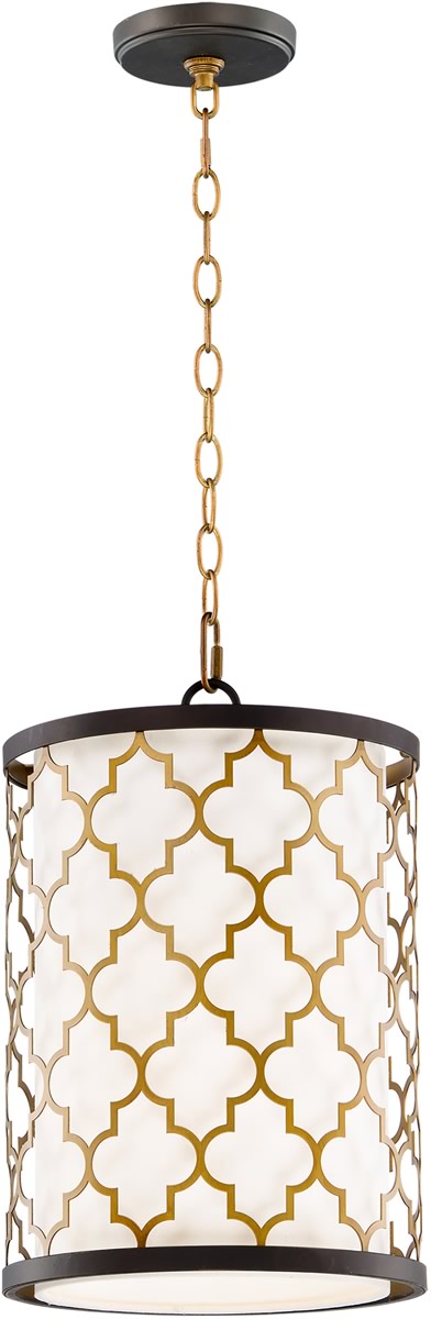 10W Crest Single Light Pendant Fixture in Oil Rubbed Bronze & Antique Brass - Perfect for Kitchen Island, Dining Room, or Entryway Lighting