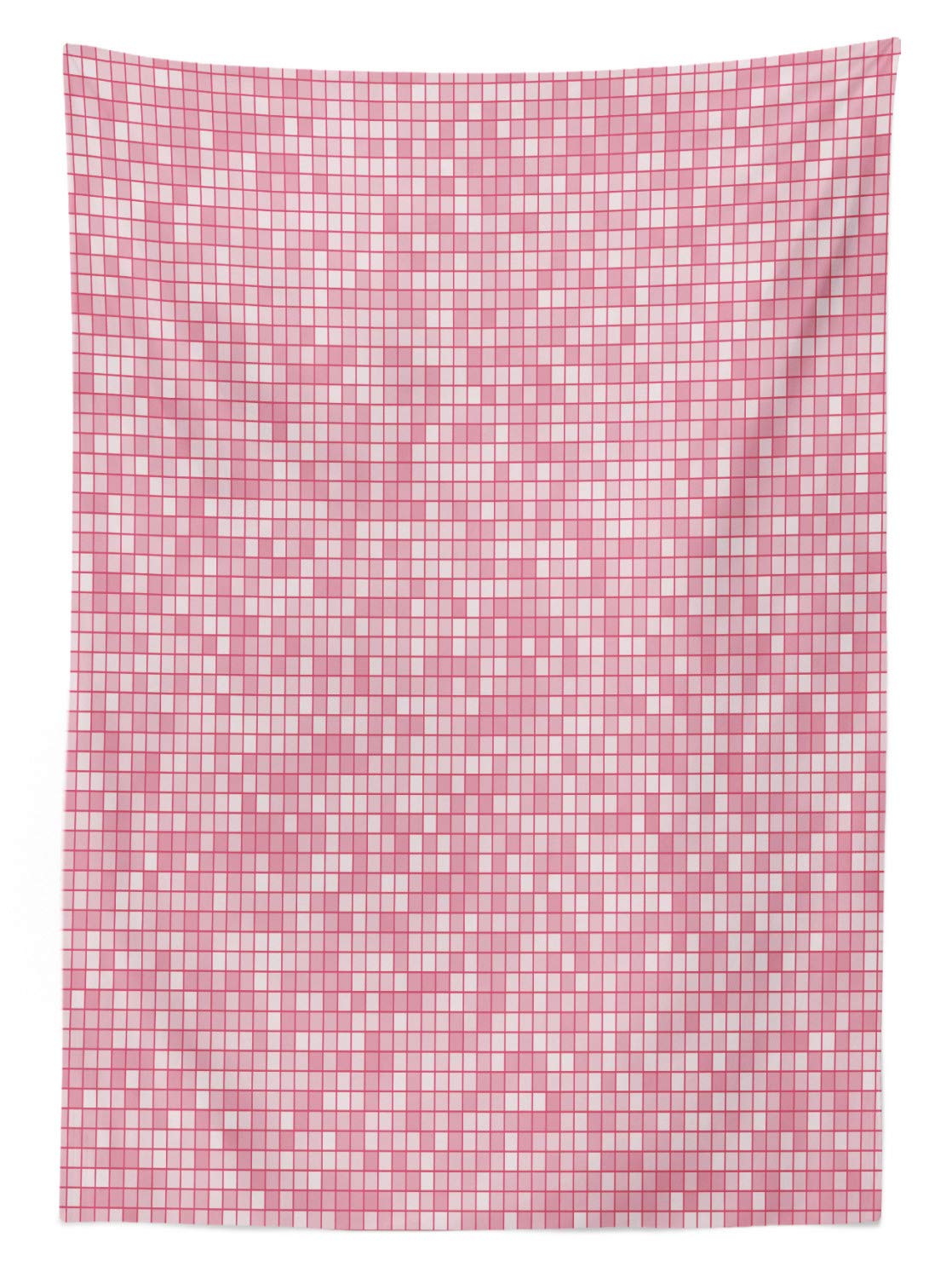 Ambesonne Pink and White Gingham Checkered Outdoor Tablecloth - 58