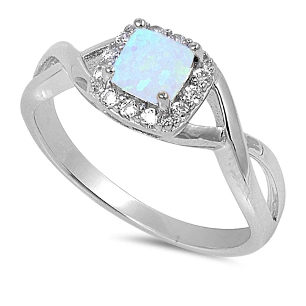 Sterling Silver Square Halo Infinity Knot Ring - Choose Your Size & Color | Elegant Jewelry for Weddings, Anniversaries & Special Occasions
