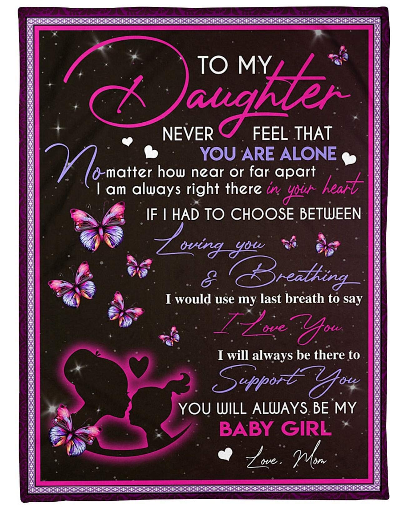 Personalized Fleece Sherpa Blanket for Daughter - Custom 'Always My Baby Girl' Gift from Mom - Birthday, Christmas & Holiday Present - Cozy Throw for Bedroom, Nursery & Travel