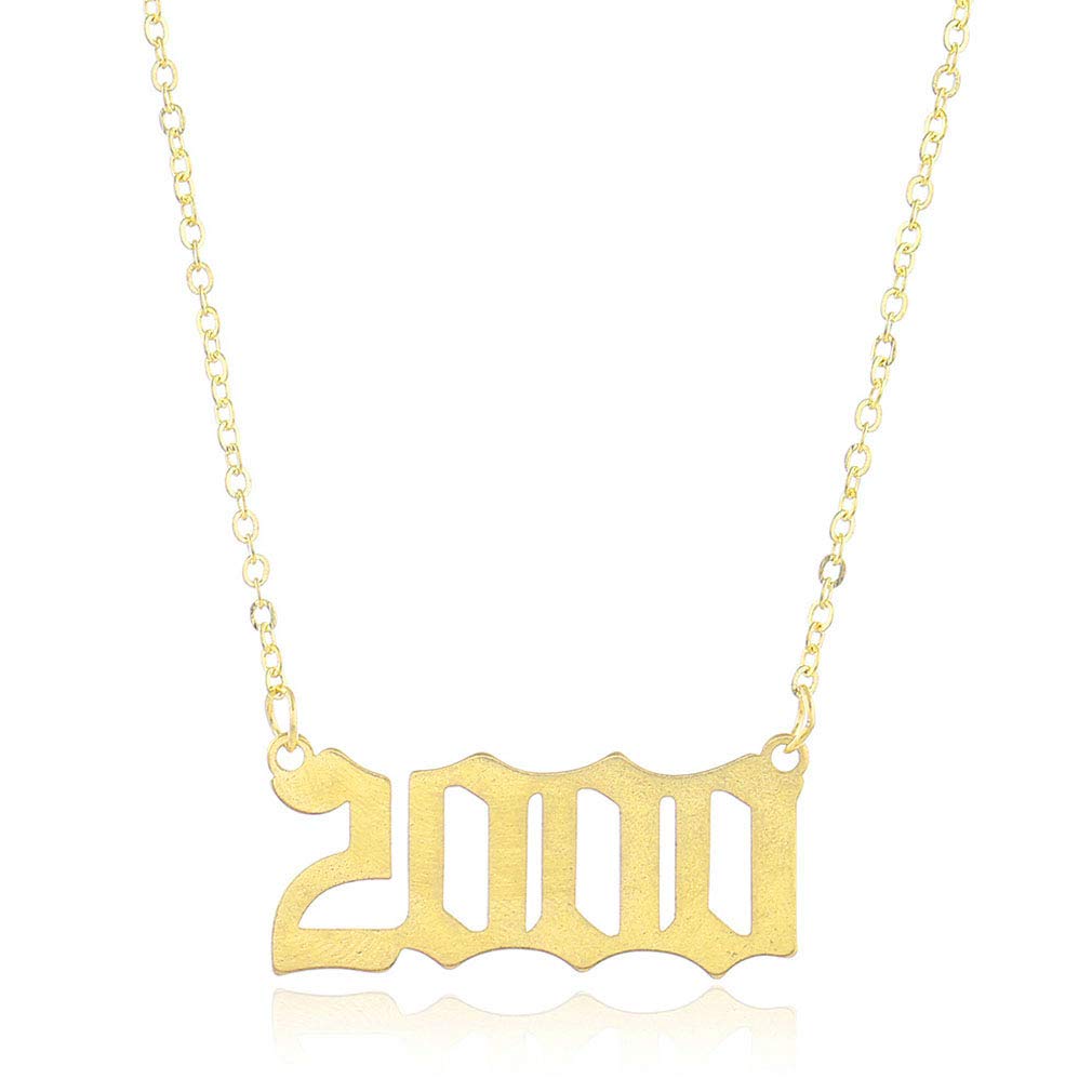 Personalized Birth Year Necklace for Women & Men - Custom Initial Number Year Pendant with Old English & Arabic Numerals - Stainless Steel Charm Friendship Jewelry Gift for Her, Him, Teens - Perfect for Anniversaries, Birthdays & Special Occasions