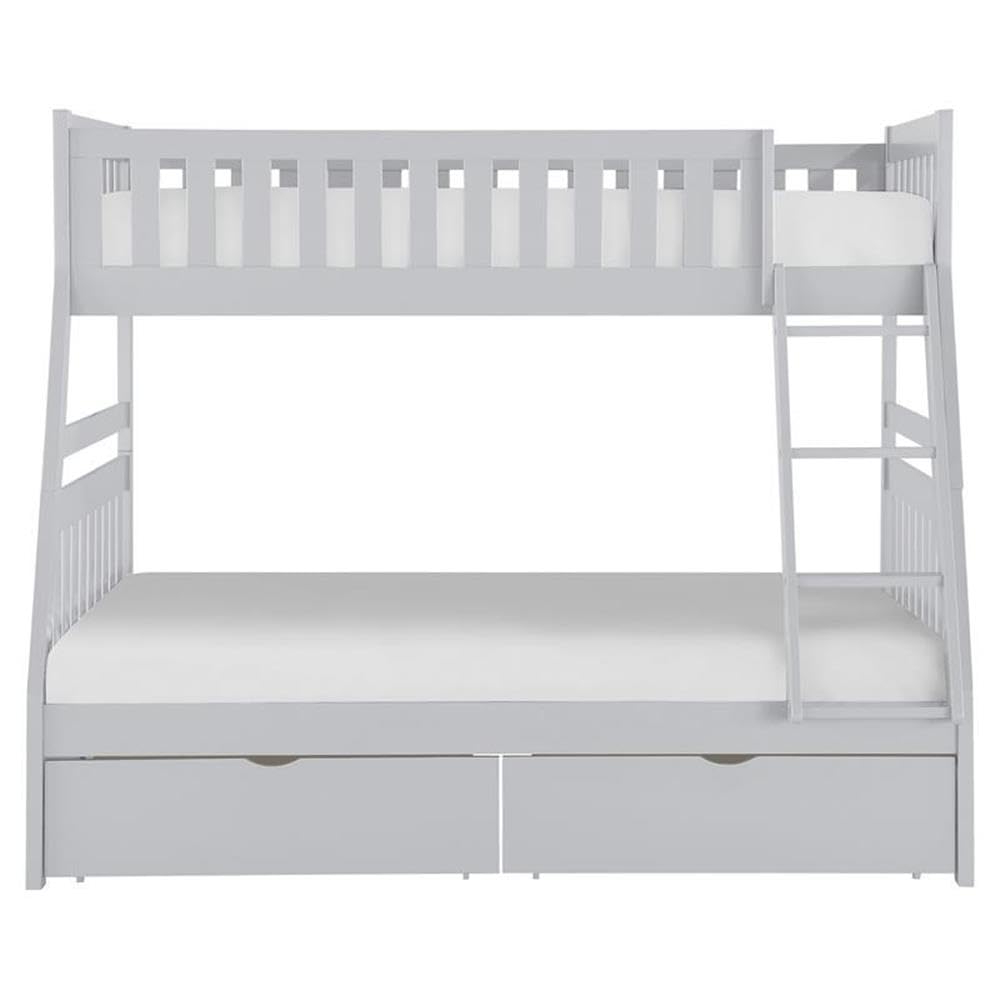 Lexicon Orion Twin Over Full Bunk Bed with Storage - Gray Wooden Bunk Bed for Kids & Teens - Space-Saving Bedroom Furniture for Small Rooms & Shared Spaces