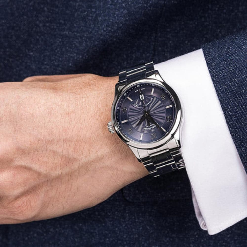 ARMAND NICOLET A840AAA BU M9742 Men's Luxury Automatic Watch with Sapphire Crystal & Blue Leather Strap - Perfect for Business, Formal Events & Watch Collectors