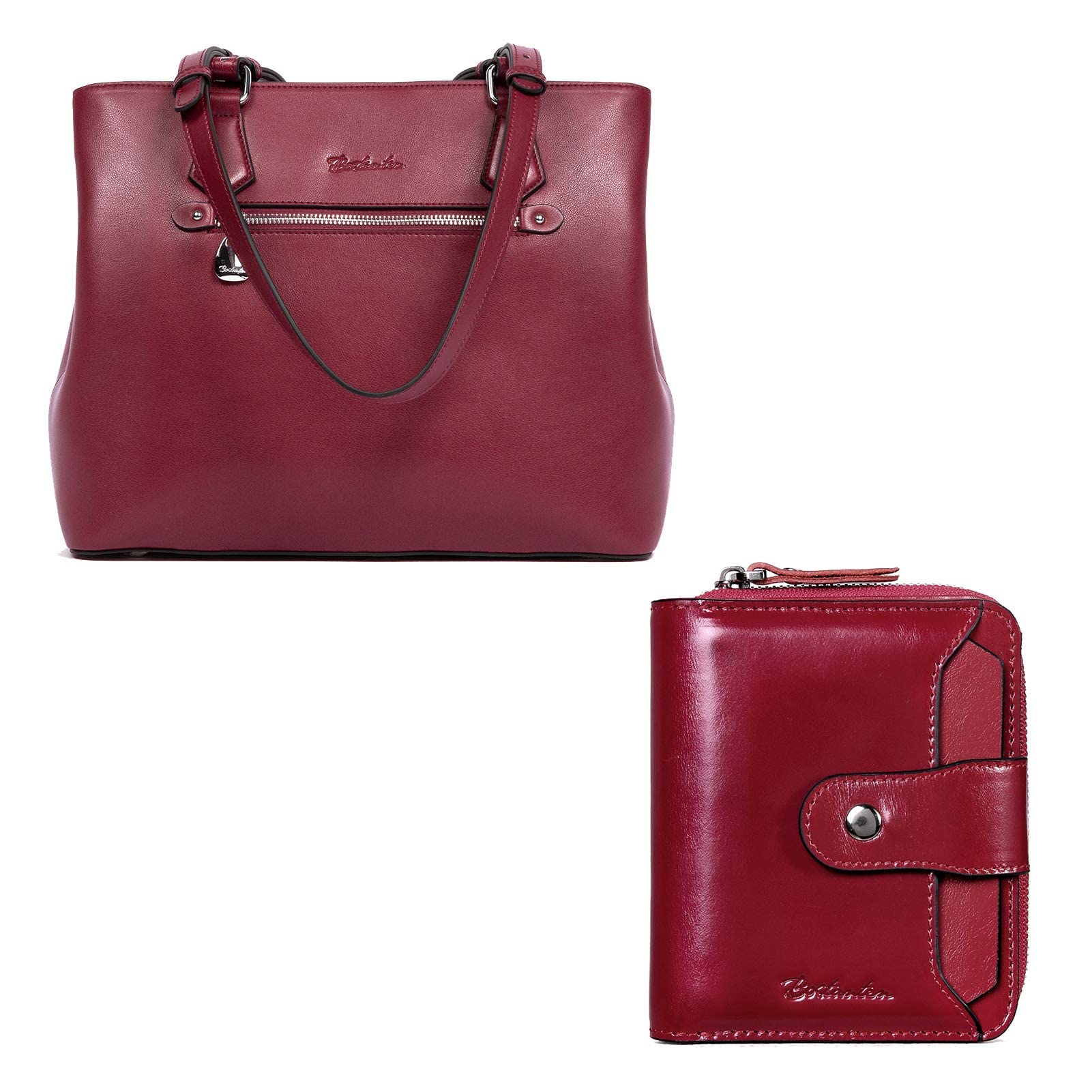 BOSTANTEN Genuine Leather Women's Handbag - Soft Designer Shoulder Bag & Top Handle Purse with RFID Blocking Zipper Pocket - Perfect for Work, Travel, and Everyday Use
