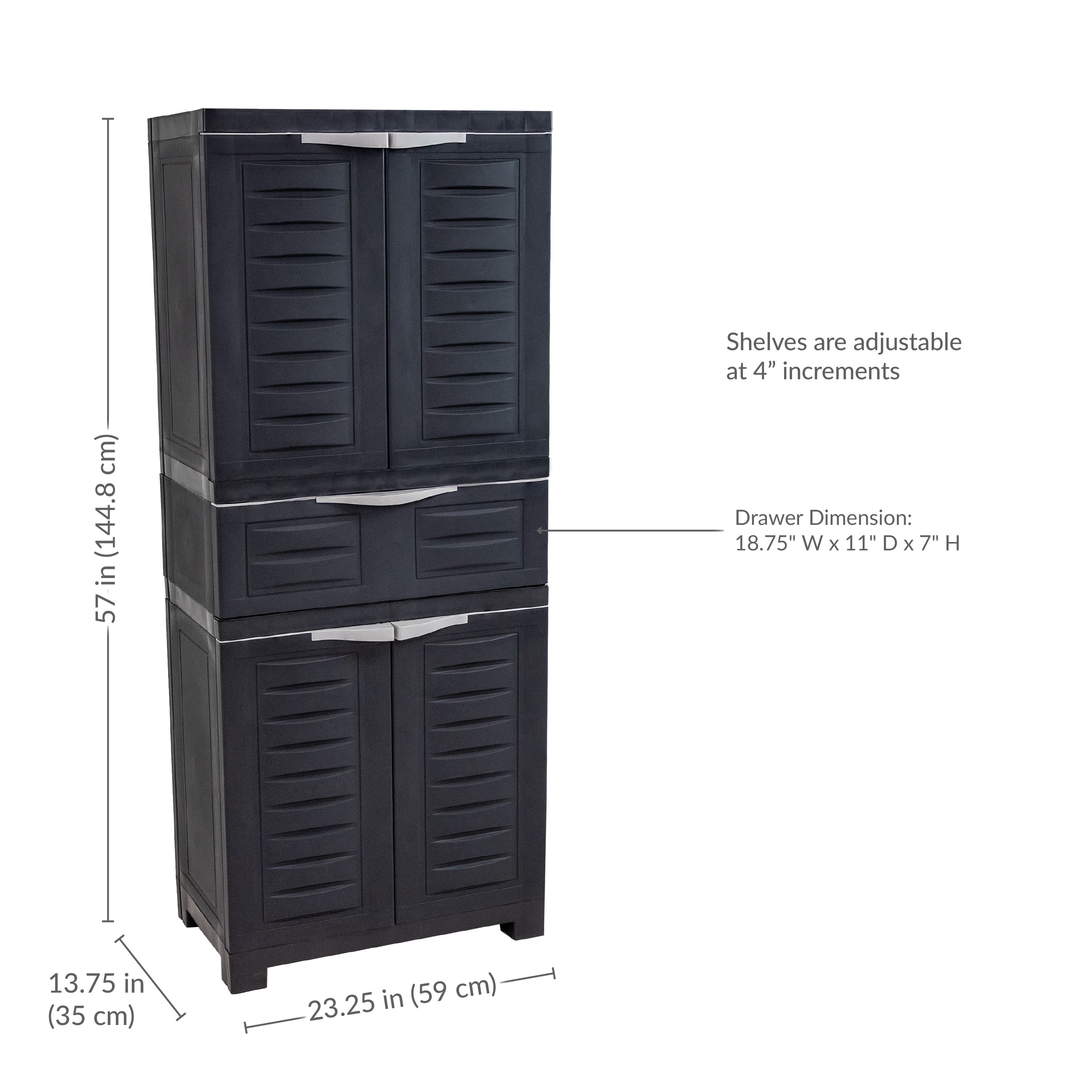Durable Plastic Garage Storage Cabinet with 2 Adjustable Shelves - Heavy Duty Utility Organizer for Tools, Gardening Supplies & Home Organization