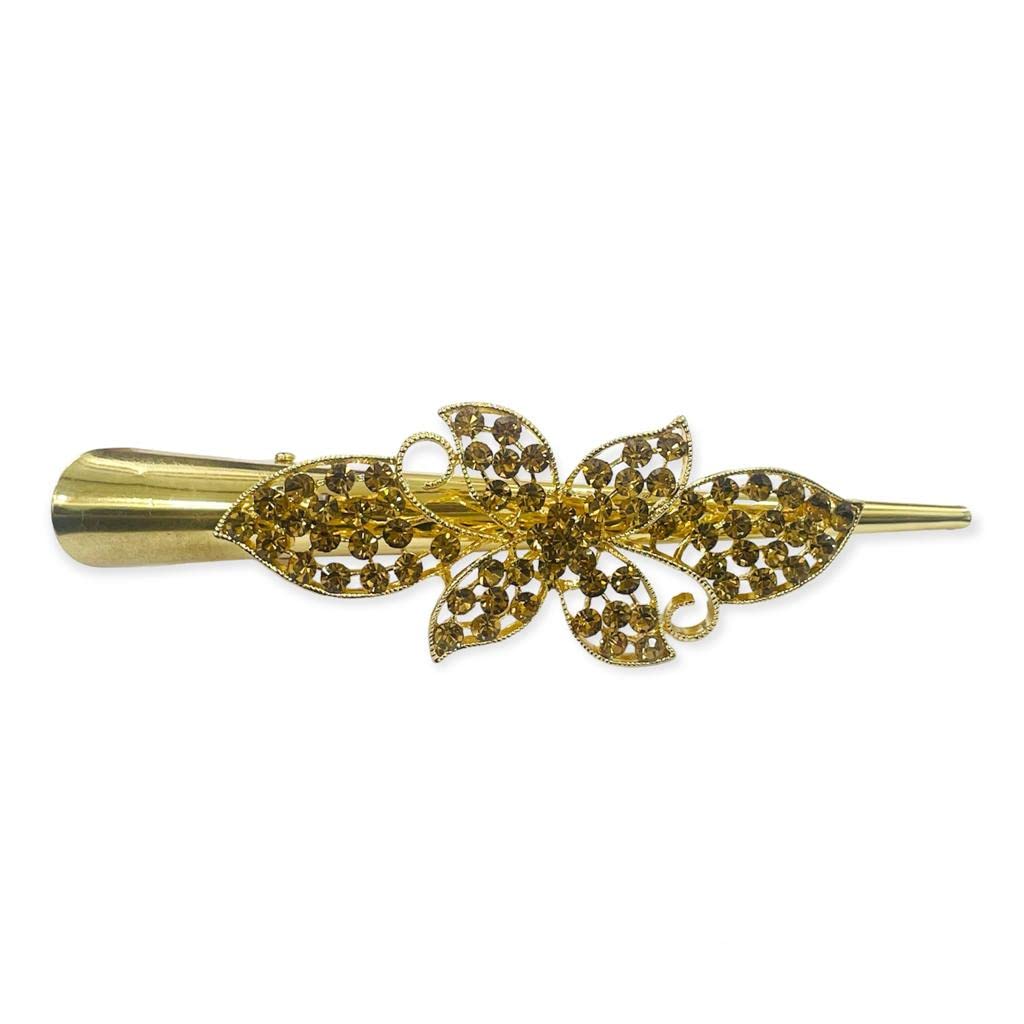 Bakefy Metal Alligator Hair Clips with Teeth & Holes - Non-Slip Hair Styling Barrettes for Curling, DIY Hairstyling Accessories (Large, Gold) - Perfect for Salon, Home Use & Professional Hairdressing