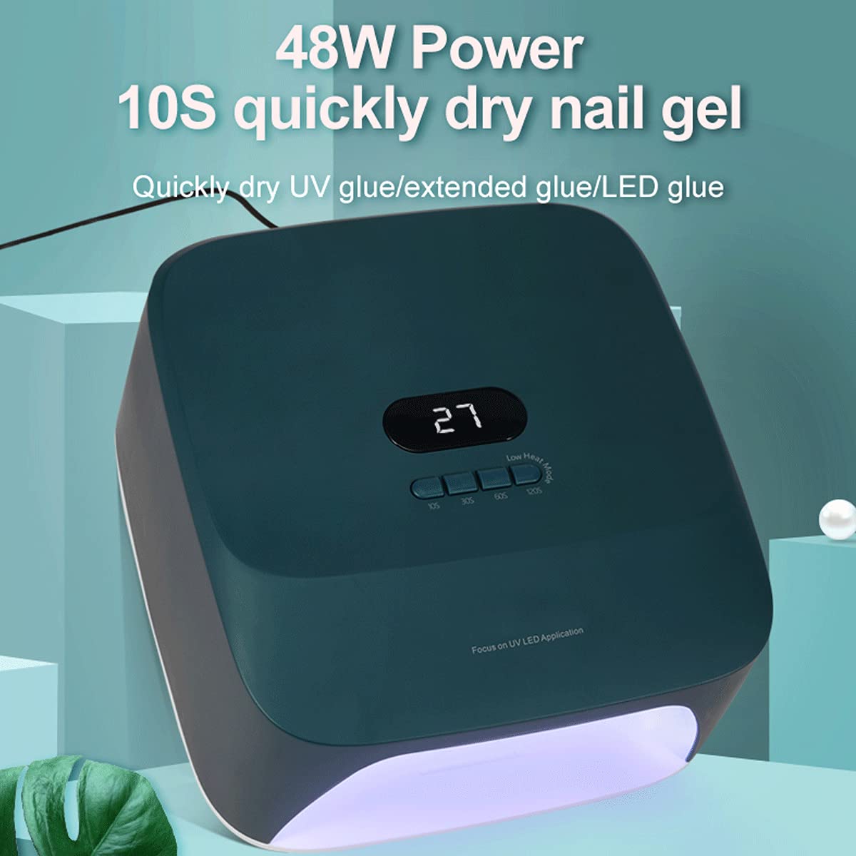 48W Cordless LED UV Nail Lamp with Auto Sensor - 4 Timer Settings, 33 LED Beads, Rechargeable Gel Polish Dryer for Professional & Home Manicure/Pedicure | Perfect for Nail Salons, DIY Nail Art & At-Home Gel Polish Application