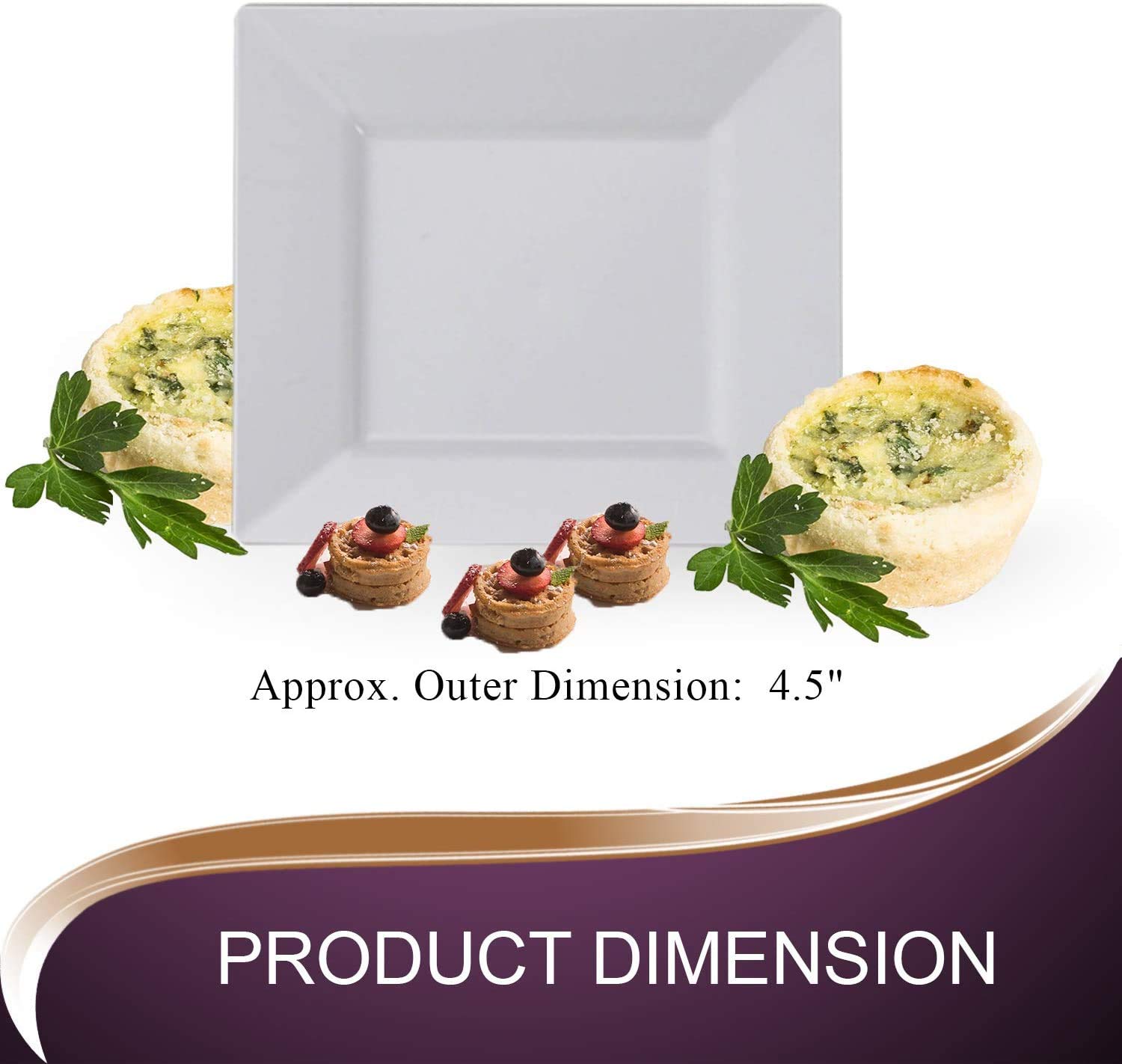 Smarty Had A Party 960 Heavy-Duty Disposable White Plastic Square Pastry Plates 4.5 Inch - Bulk Party Supplies for Weddings, Birthdays & Events - Perfect for Desserts, Appetizers & Catering