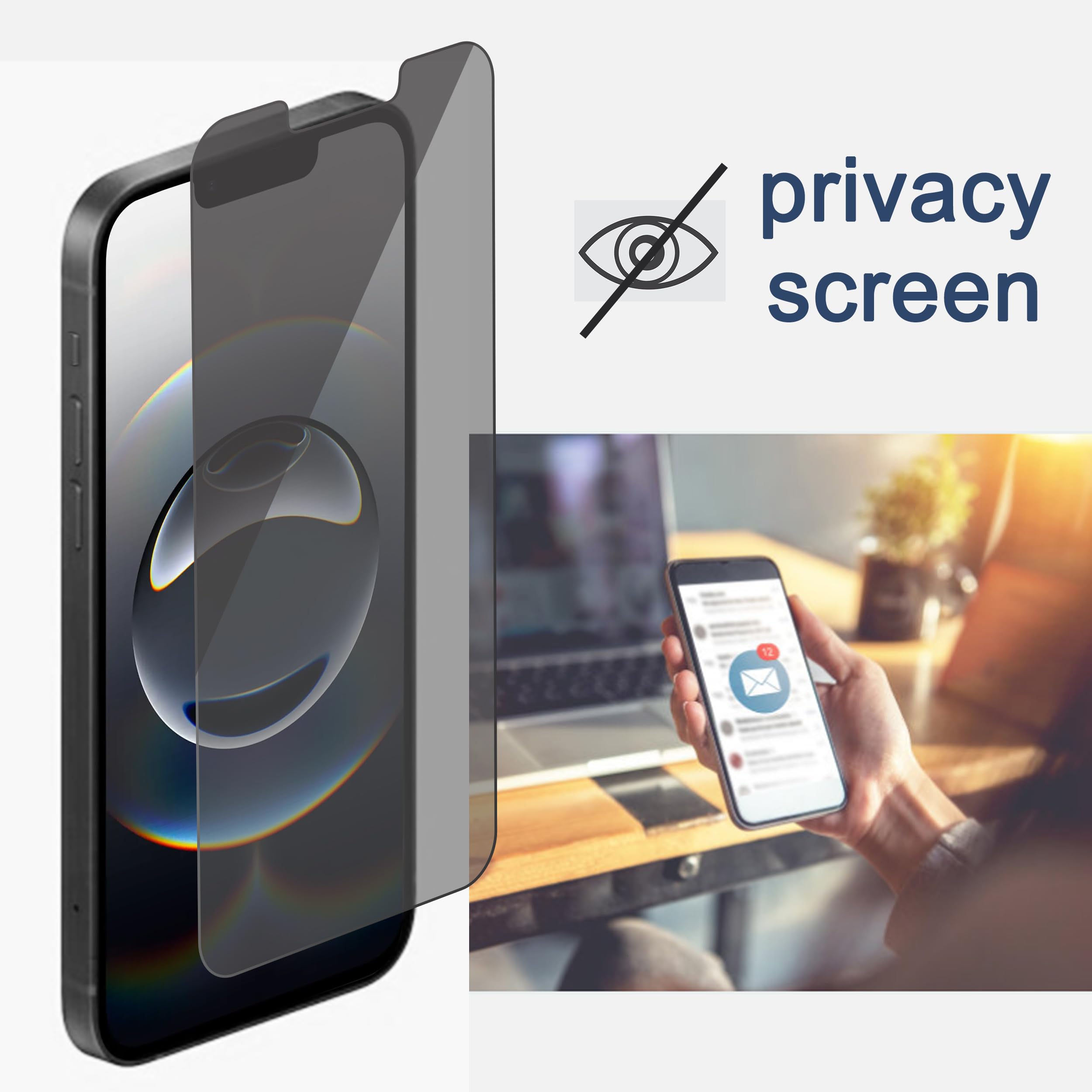 Ailun 2-Pack Privacy Screen Protector for iPhone 16e/14/13/13 Pro (6.1 Inch) - Anti-Spy Tempered Glass, Anti-Scratch, Case Friendly - Perfect for Office, Travel & Personal Data Protection