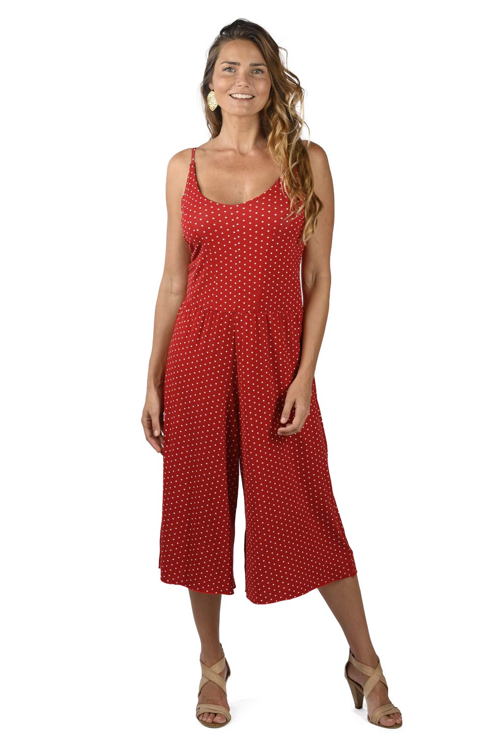 Women's V-Neck Sleeveless Jumpsuit with Elastic Waist & Adjustable Straps - Summer Casual Romper for Beach, Travel & Everyday Wear