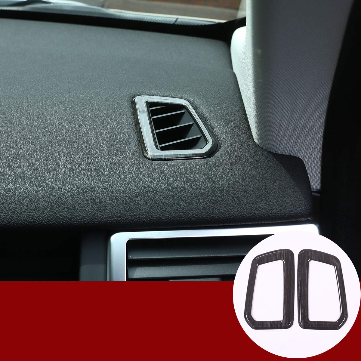 ABS Black Wood Grain Car Dashboard Air Vent Trim for Land Rover Discovery Sport 2015-2019 - Premium Interior Upgrade for Enhanced Luxury & Style - Perfect for Car Enthusiasts & Customization Projects