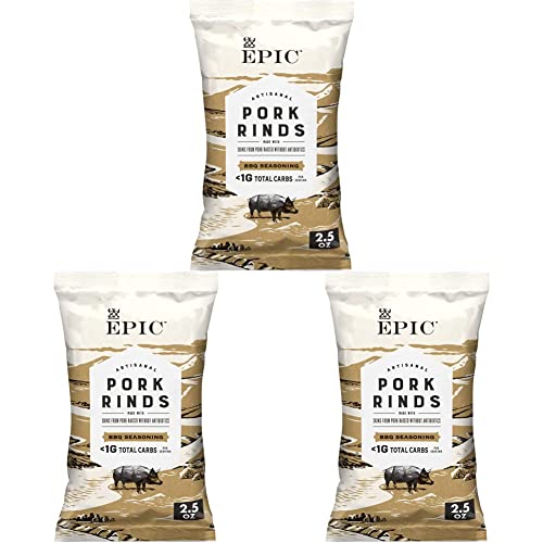 EPIC BBQ Pork Rinds - Keto & Paleo Friendly Snacks, Gluten Free, Low Carb, High Protein - 2.5 oz (3 Pack) - Perfect for Keto Diet, Weight Loss & On-the-Go Healthy Snacking